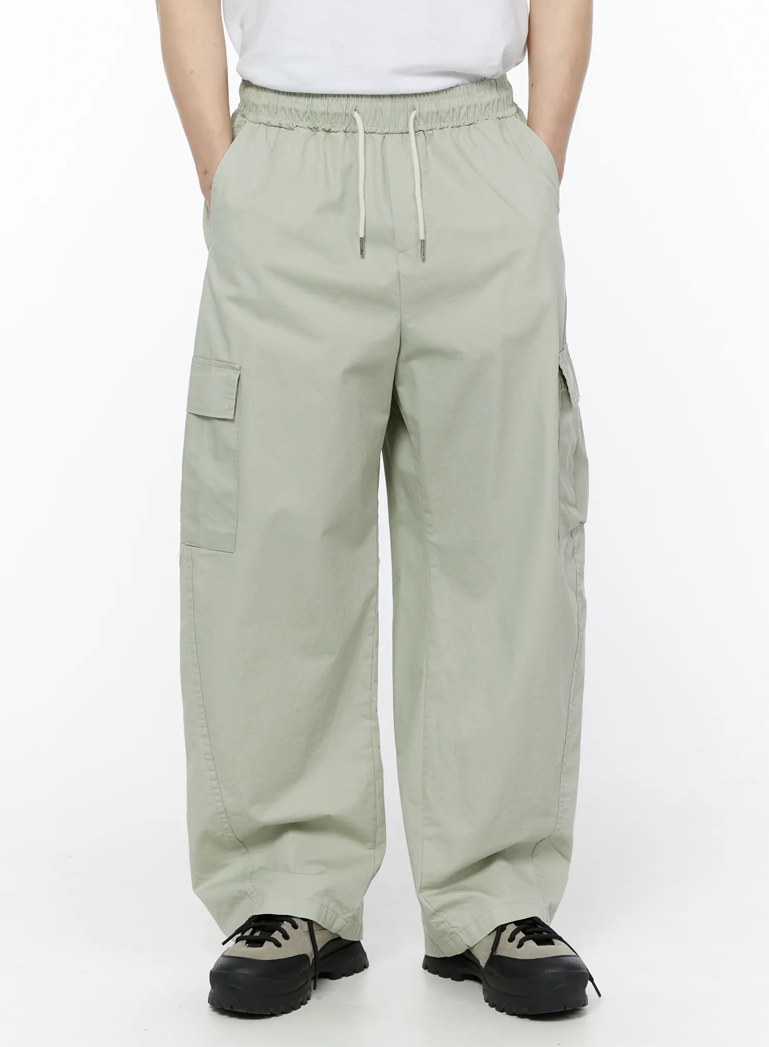 Men's Wide Cargo Pants (Light Gray) IY506 - Image 3