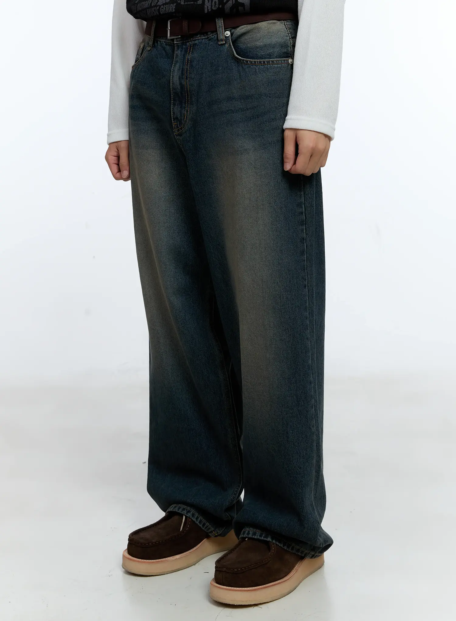 Men's Wide Fit Deep Wash Denim Jeans IG519 - Image 5