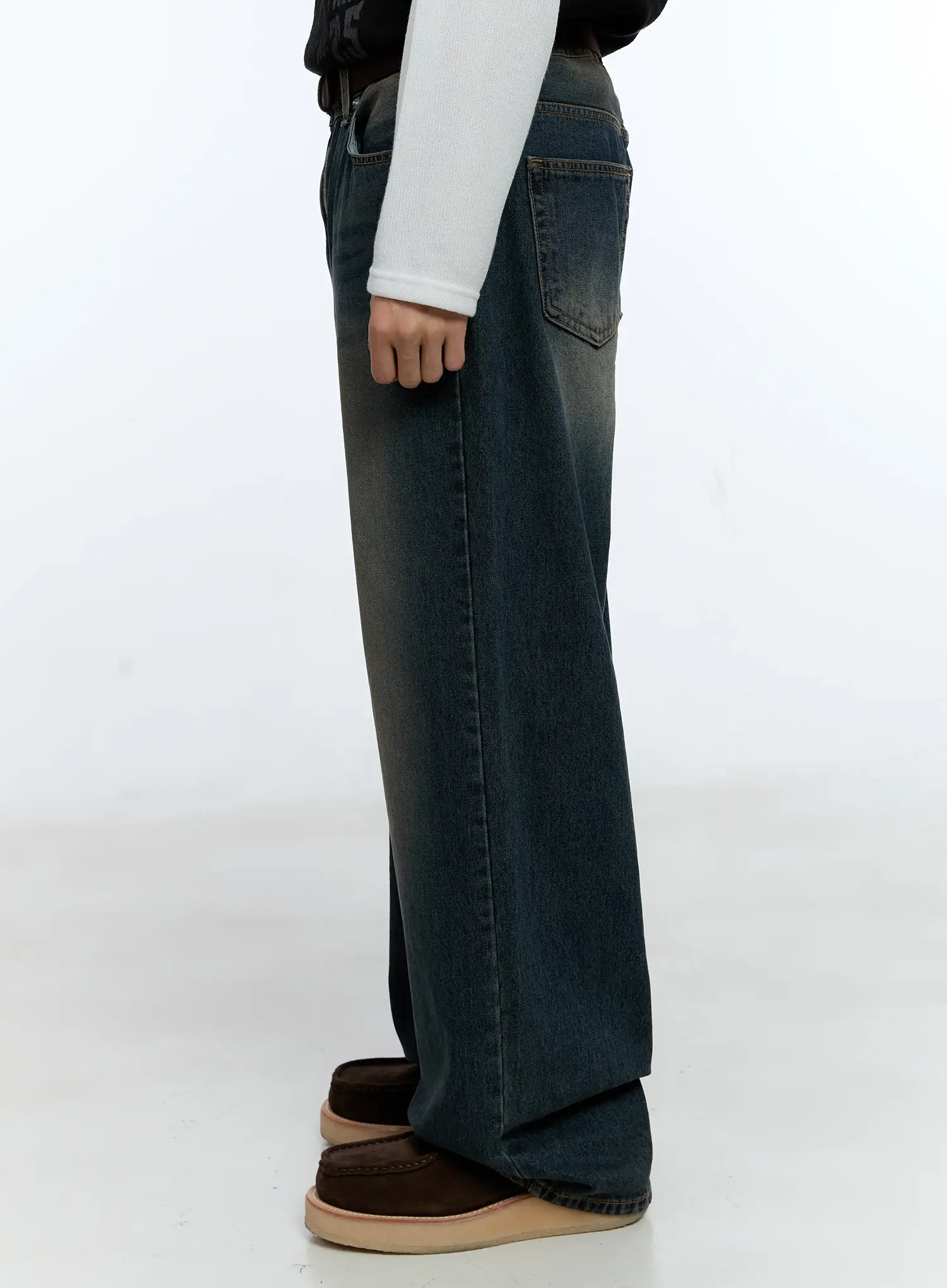 Men's Wide Fit Deep Wash Denim Jeans IG519 - Image 6