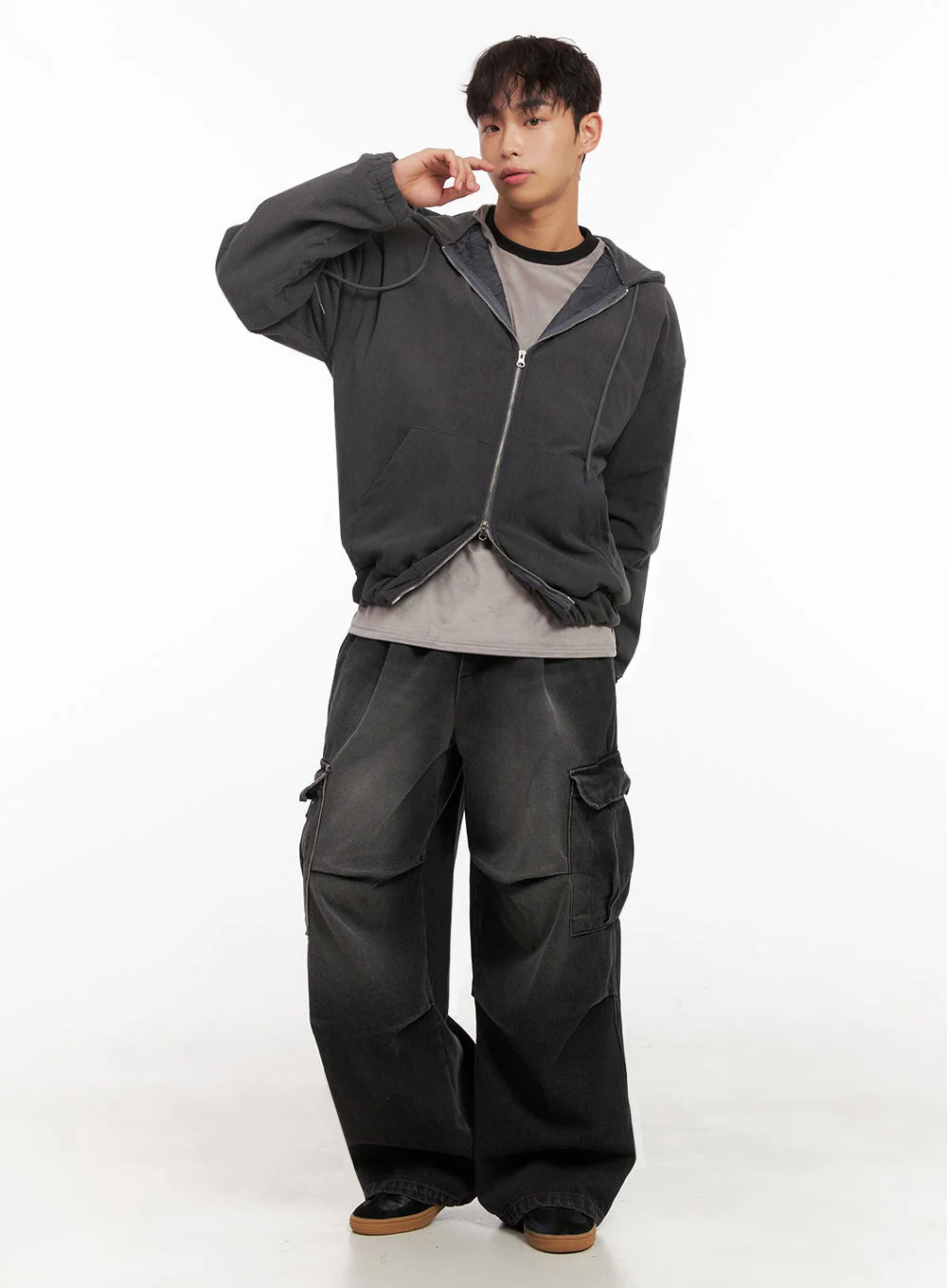 Men's Wide-Fit Denim Cargo Jeans ID427 - Image 3