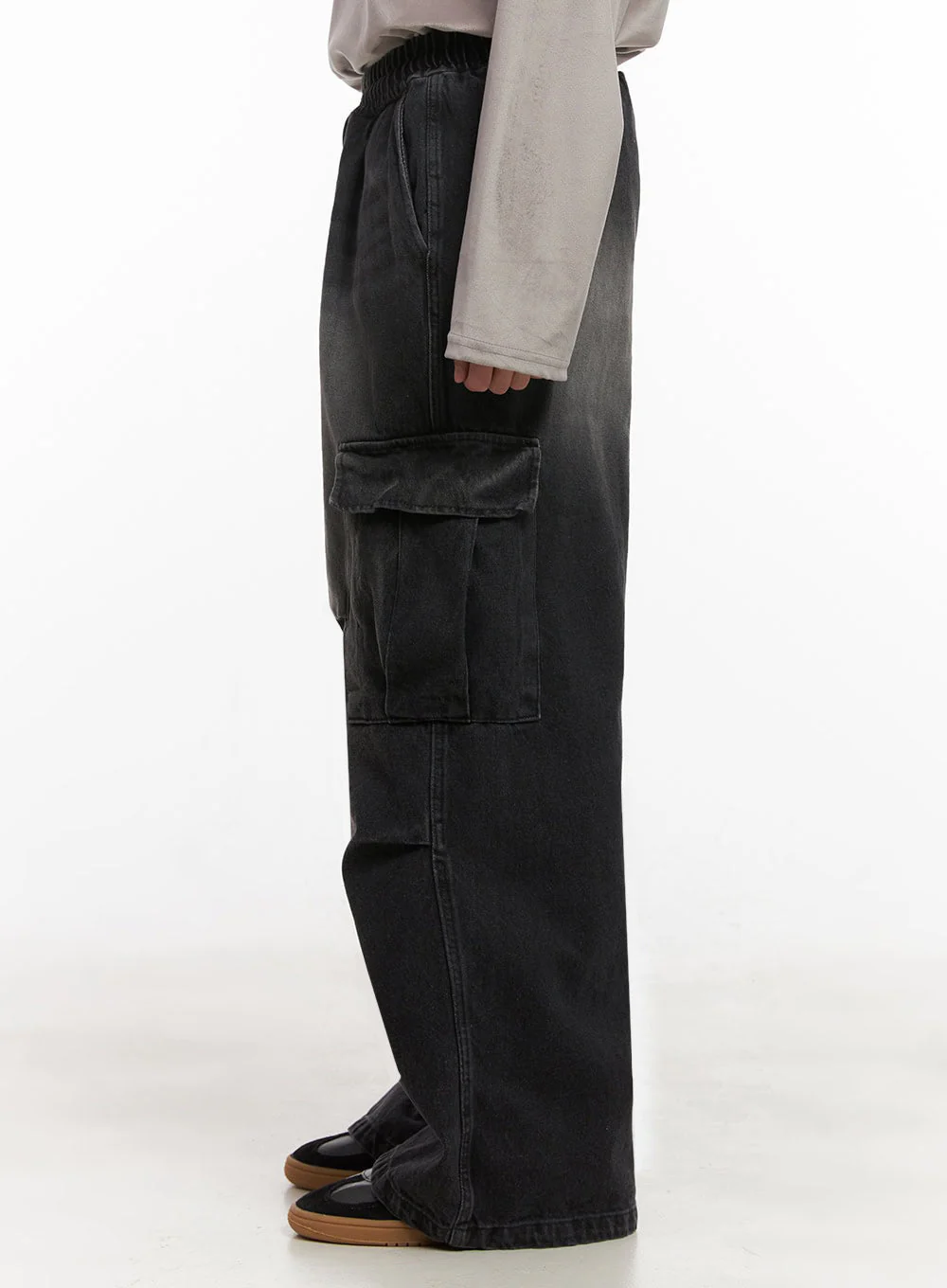 Men's Wide-Fit Denim Cargo Jeans ID427 - Image 4