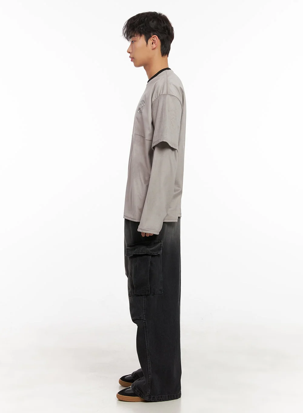 Men's Wide-Fit Denim Cargo Jeans ID427 - Image 7