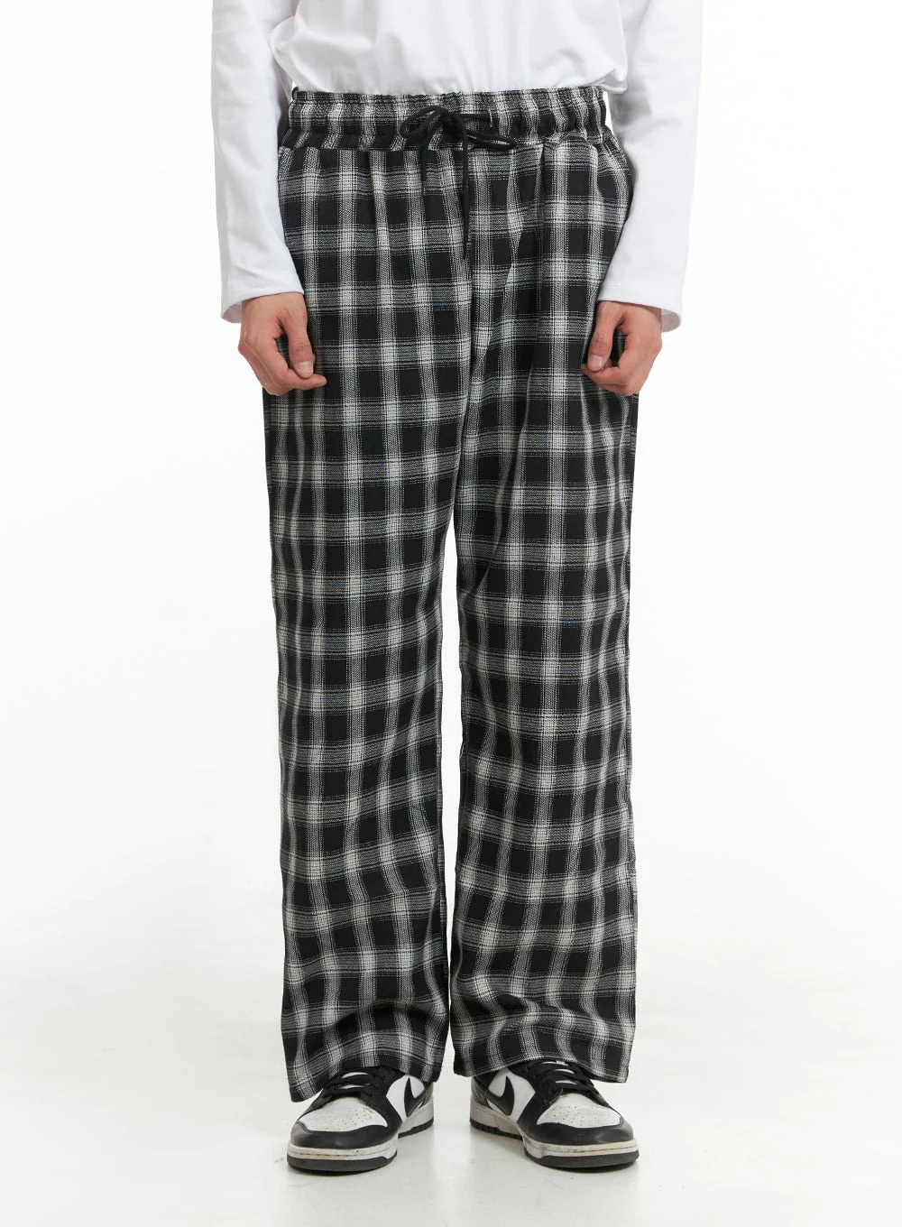 Men's Wide Fit Gingham Trousers IA401 - Image 2