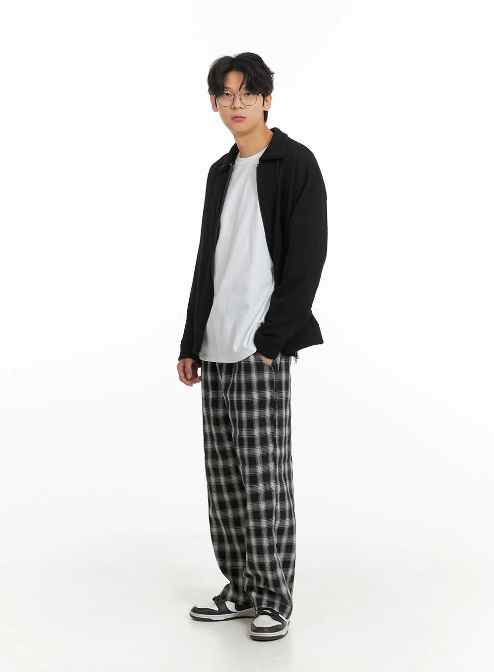 Men's Wide Fit Gingham Trousers IA401 - Image 7