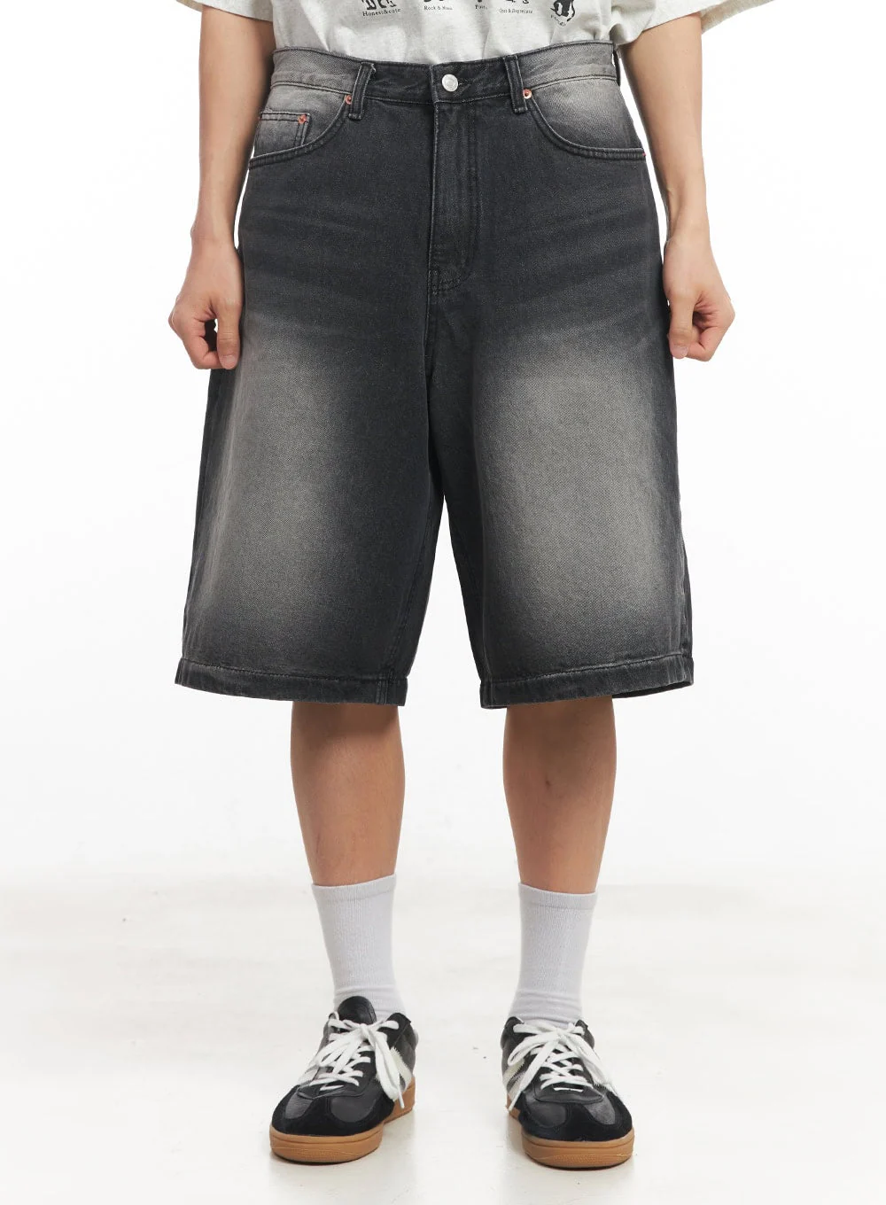 Men's Wide-Fit Washed Jorts IA521 - Image 2
