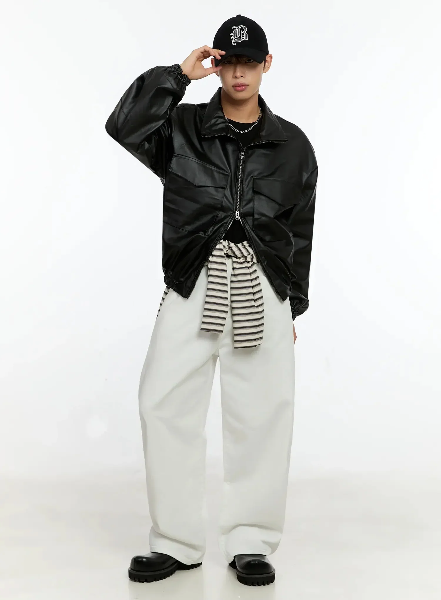Men's Wide Leg Cotton Pants IN506 - Image 14