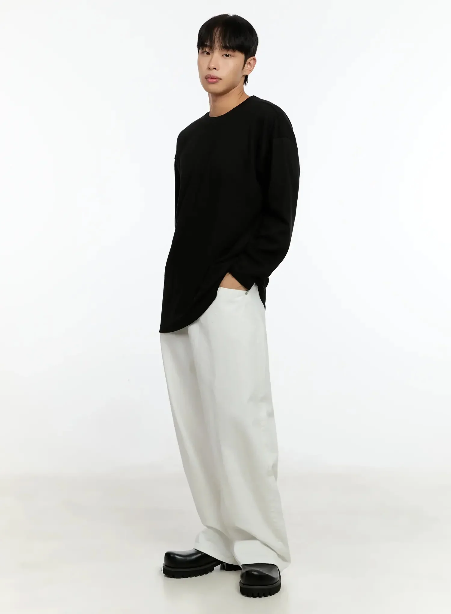 Men's Wide Leg Cotton Pants IN506 - Image 3