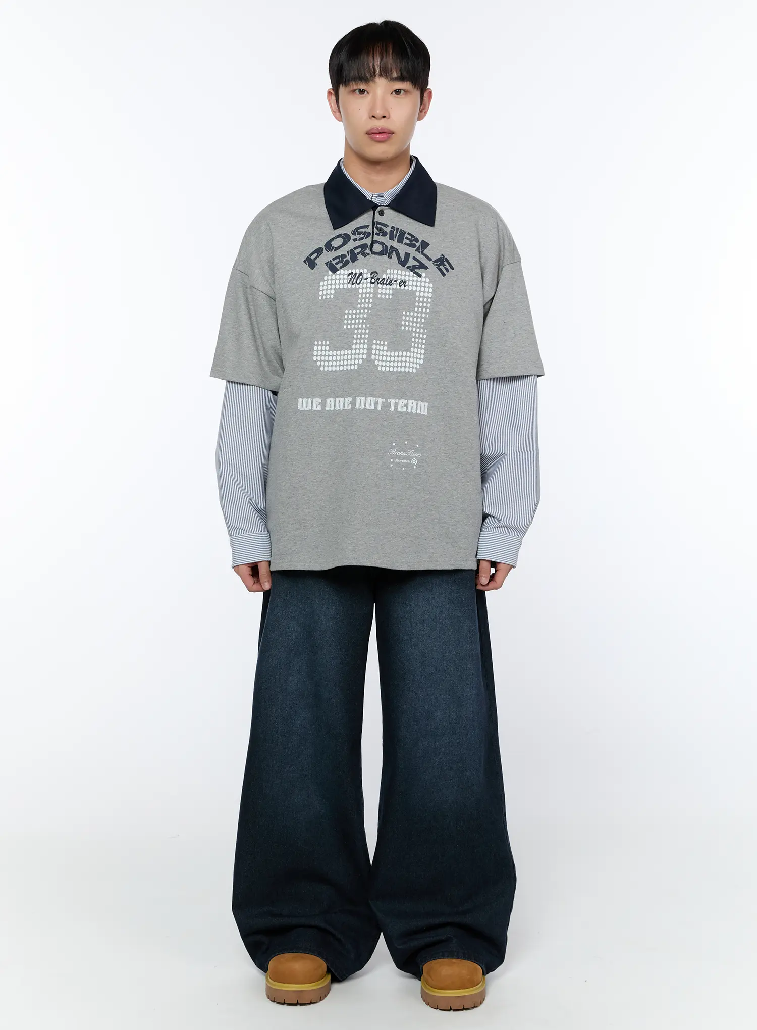 Men's Wide Leg Dark Washed Jeans IA520 - Image 5