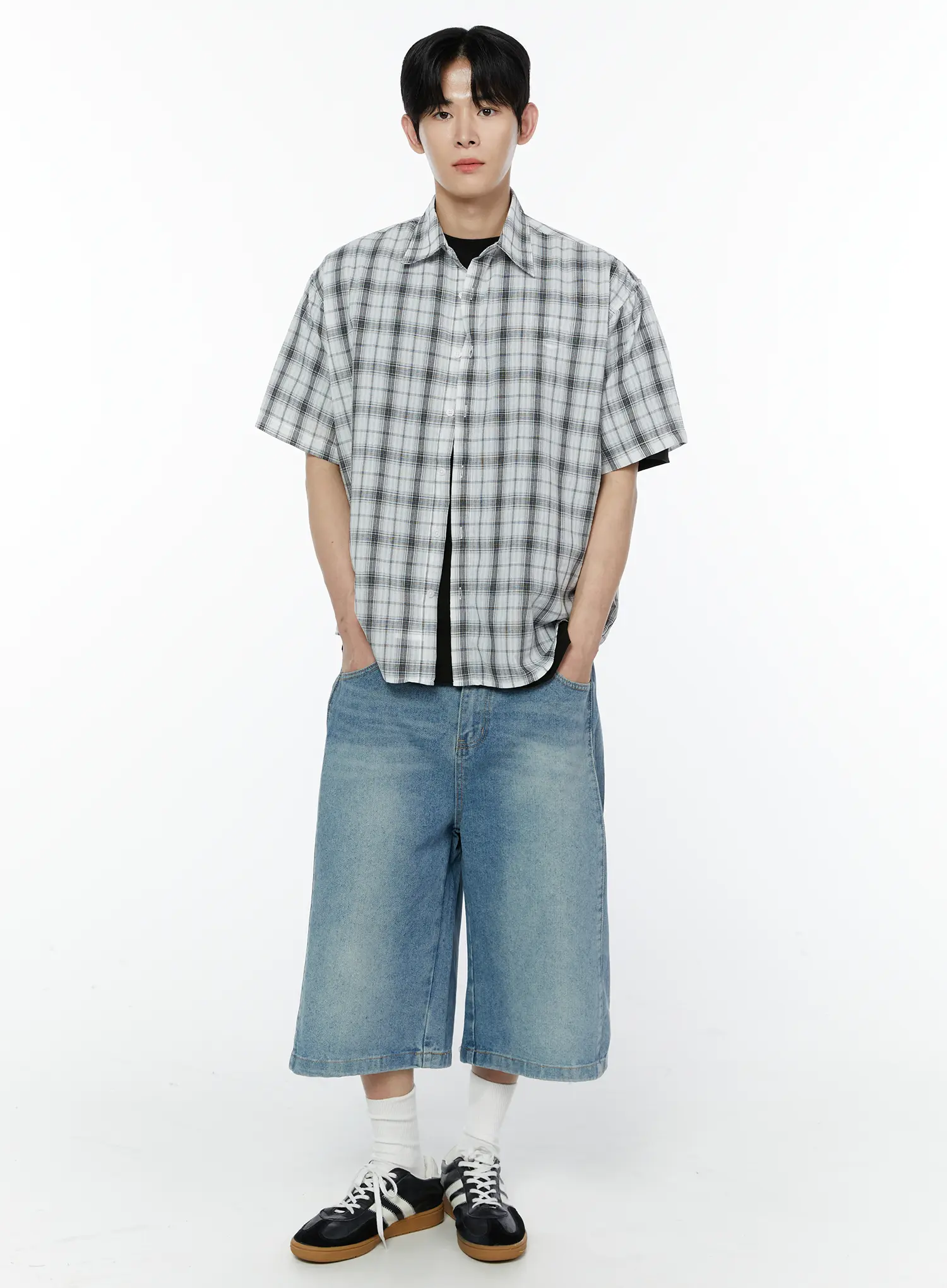 Men's Wide Leg Denim Bermuda Shorts IA527 - Image 12