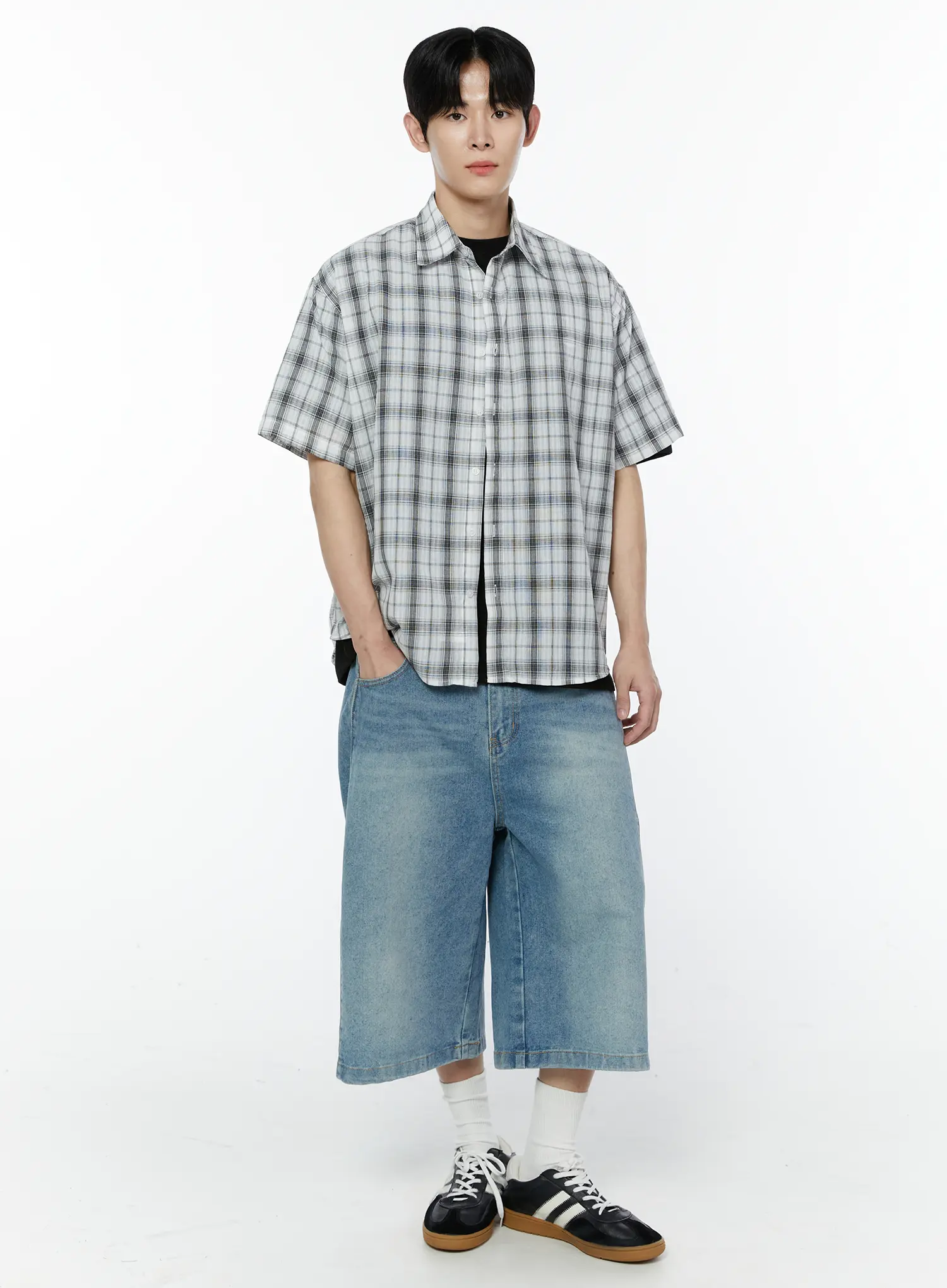 Men's Wide Leg Denim Bermuda Shorts IA527 - Image 4