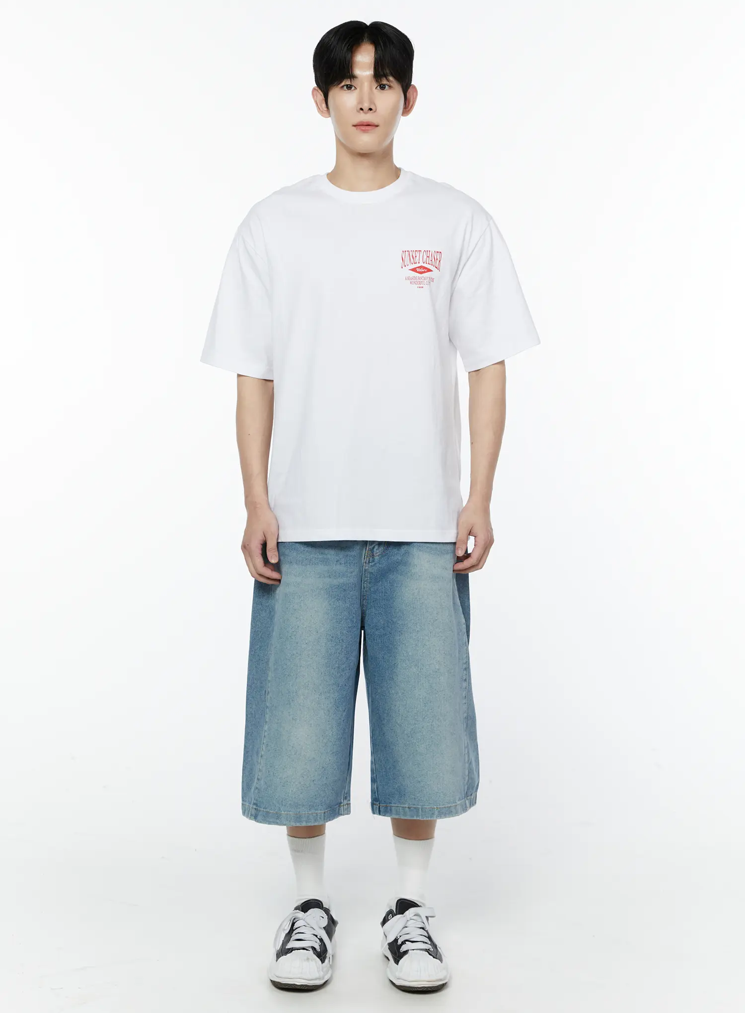 Men's Wide Leg Denim Bermuda Shorts IA527 - Image 5