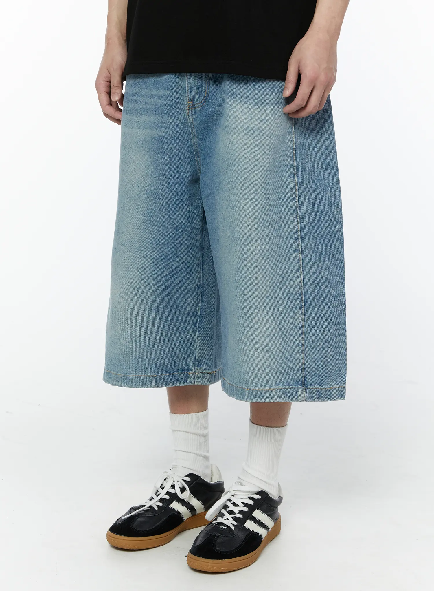 Men's Wide Leg Denim Bermuda Shorts IA527 - Image 6