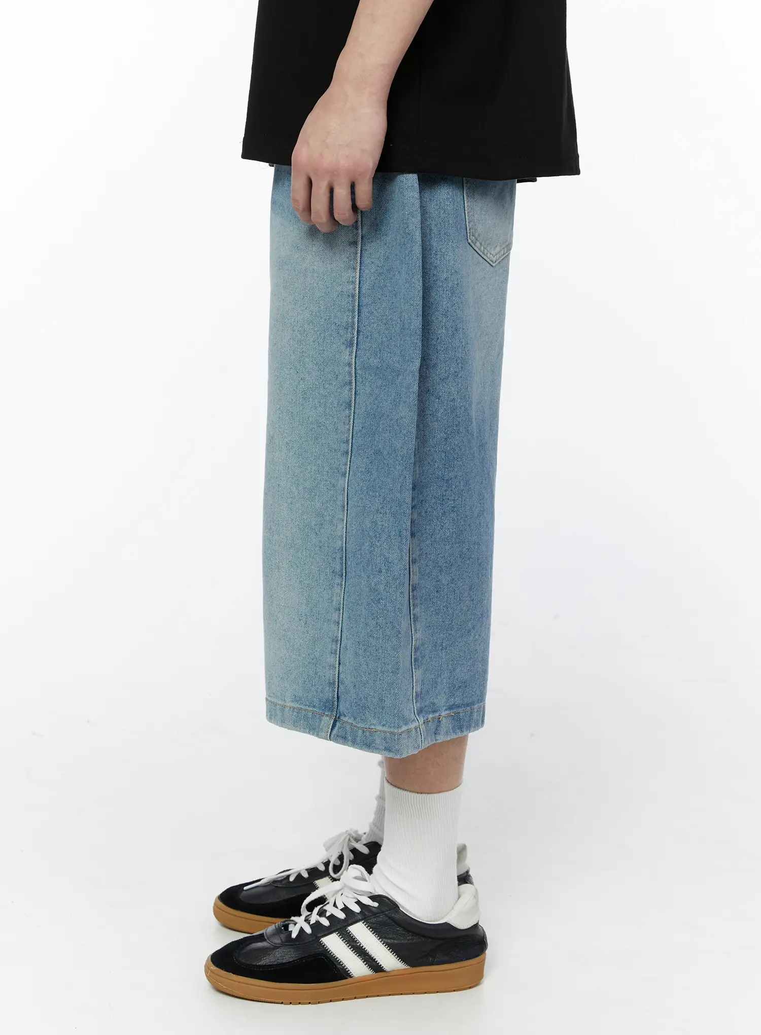 Men's Wide Leg Denim Bermuda Shorts IA527 - Image 7