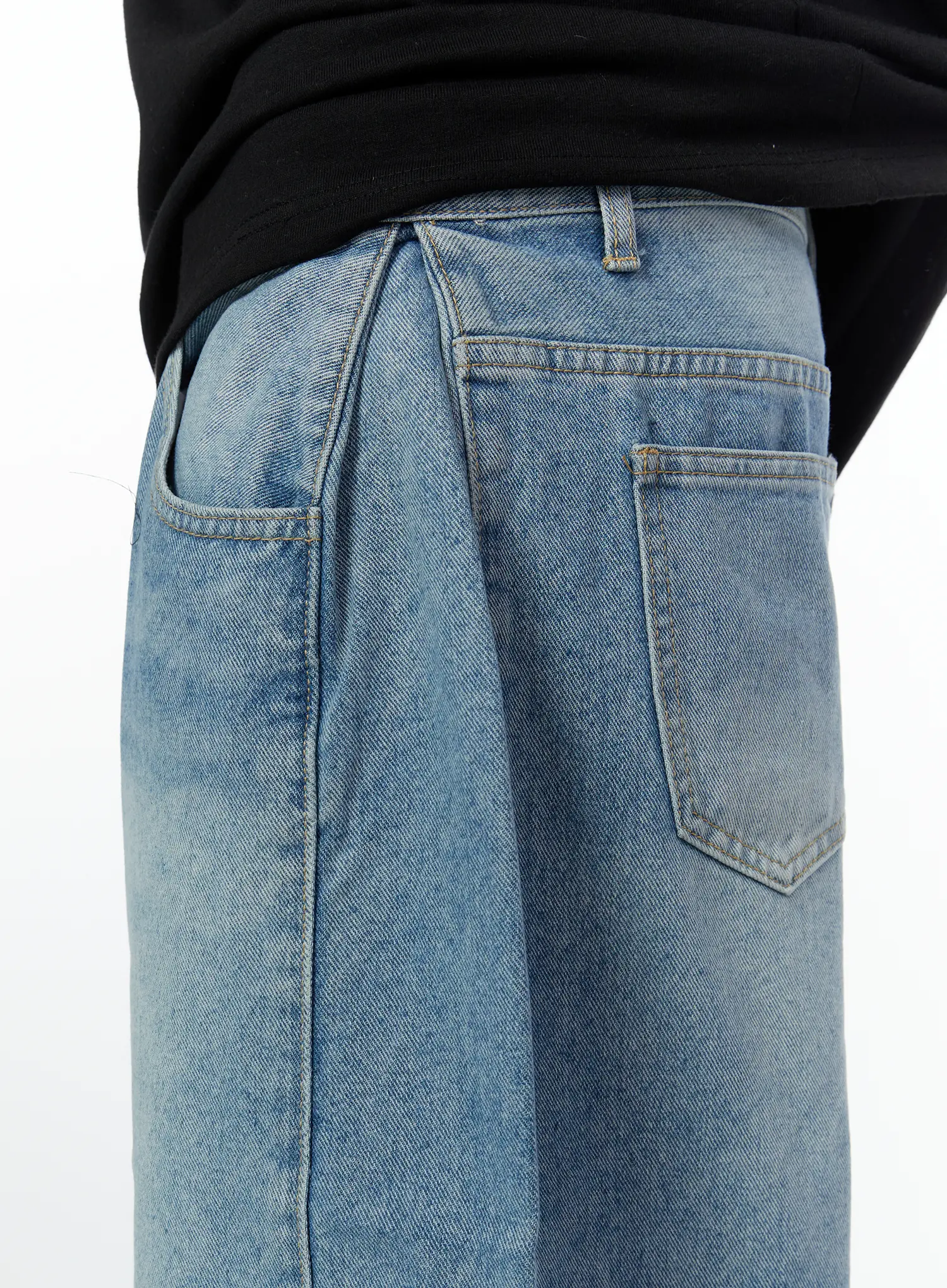 Men's Wide Leg Denim Bermuda Shorts IA527 - Image 8