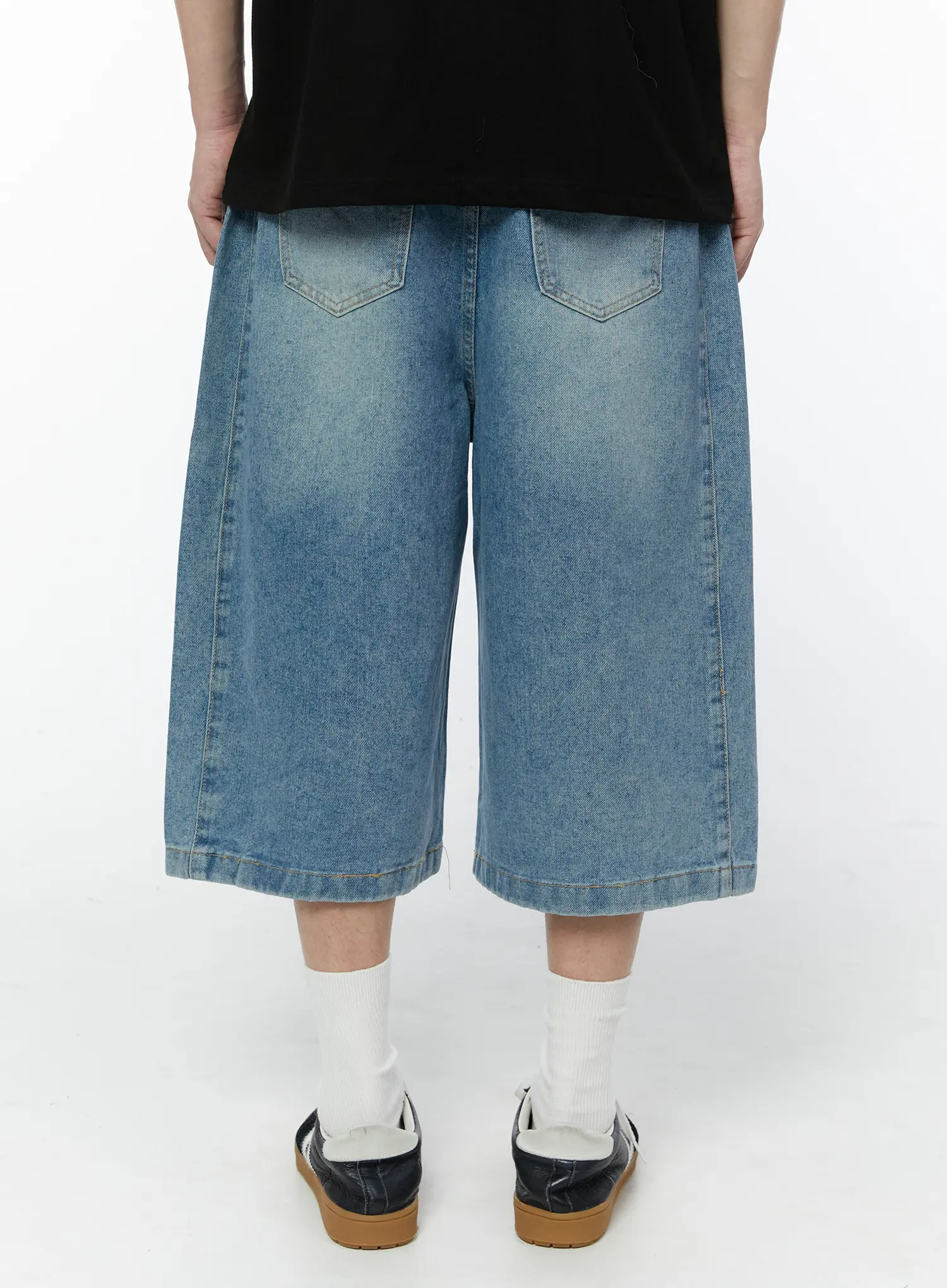 Men's Wide Leg Denim Bermuda Shorts IA527 - Image 9