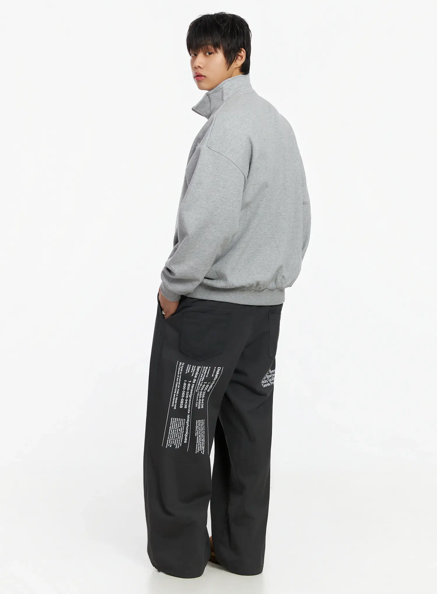 Men's Wide Leg Graphic Cotton Pants IJ527 - Image 3