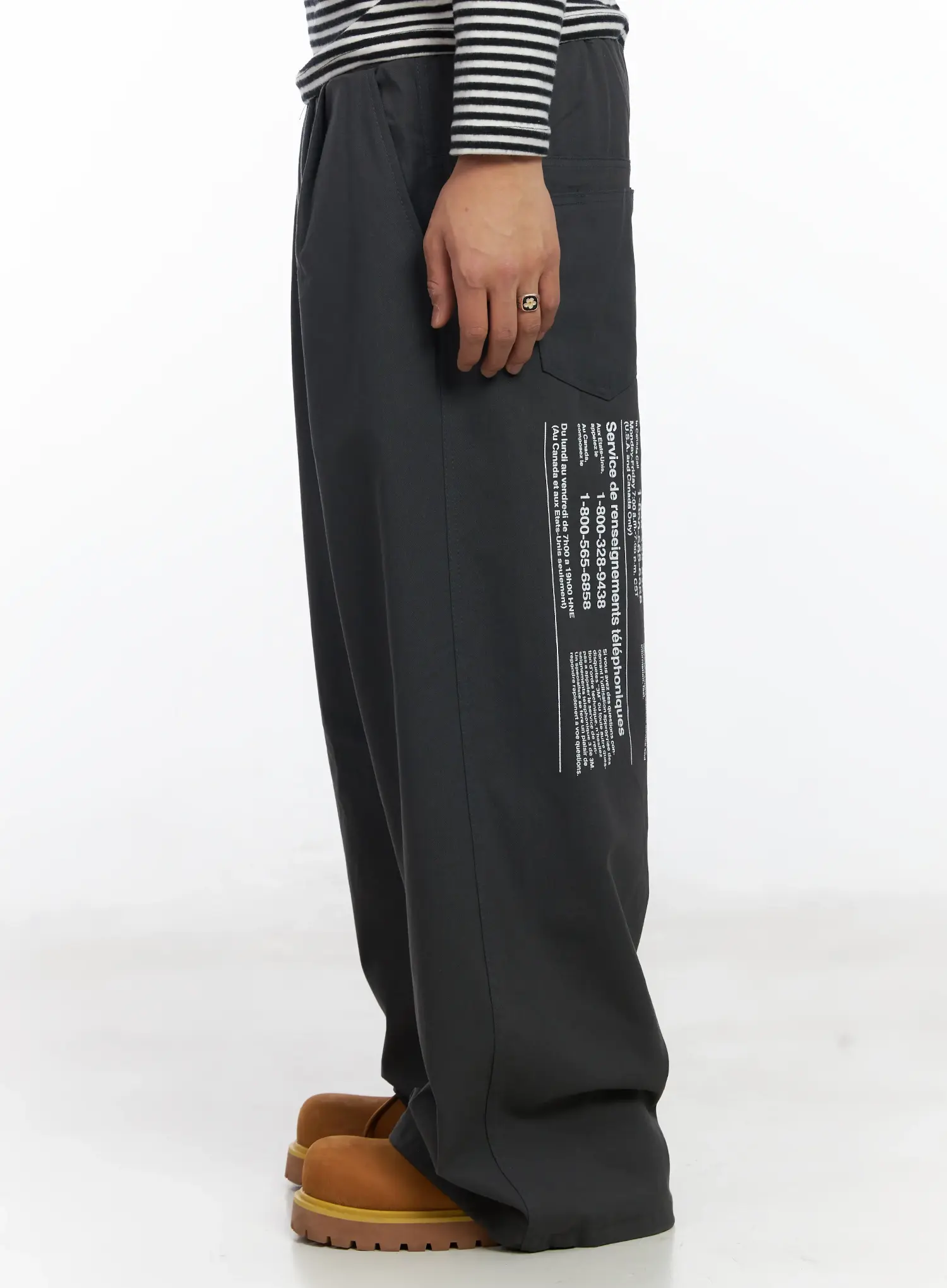 Men's Wide Leg Graphic Cotton Pants IJ527 - Image 7