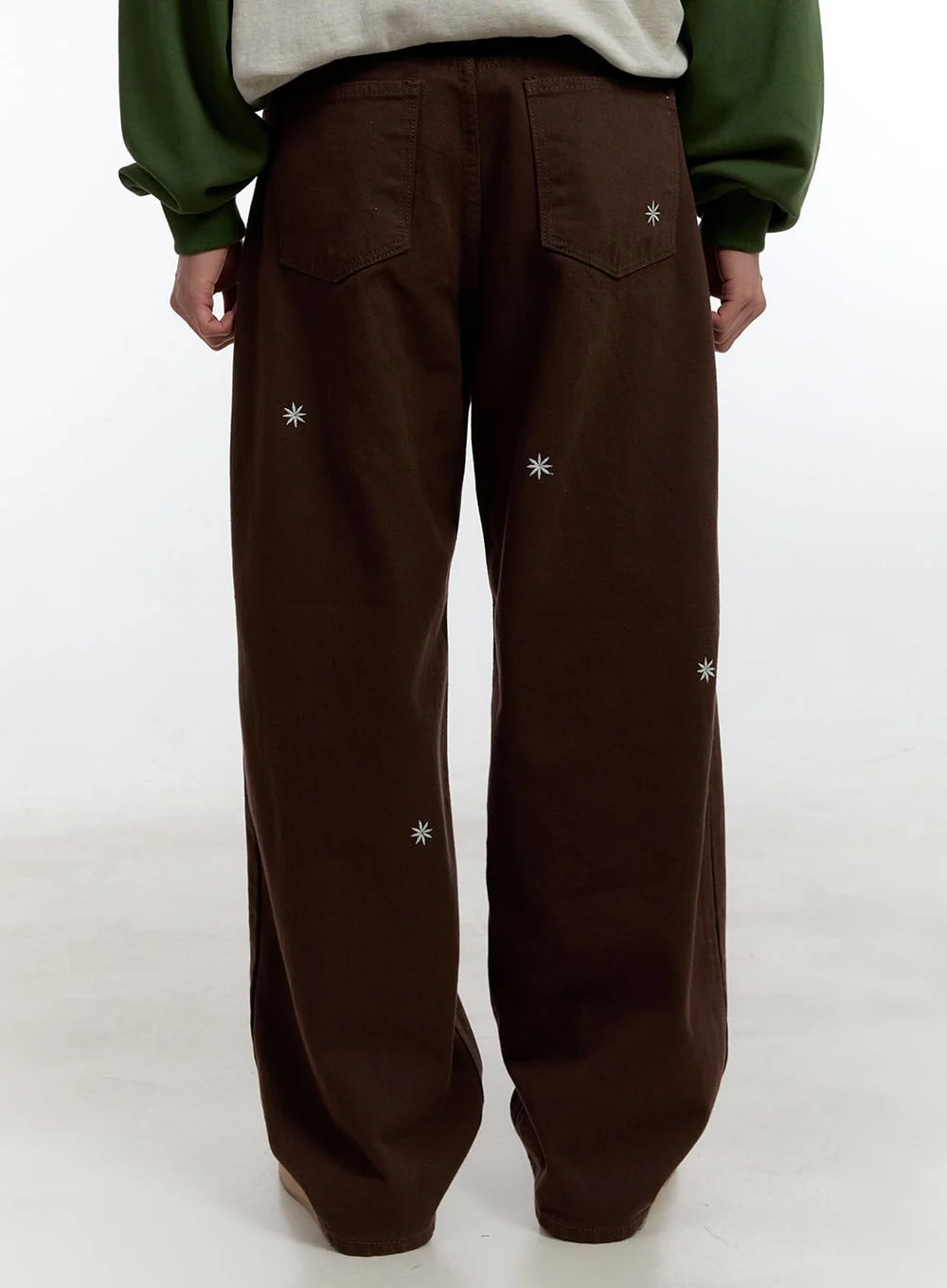 Men's Wide-Leg Pants with Embroidered Flowers IA504 - Image 5