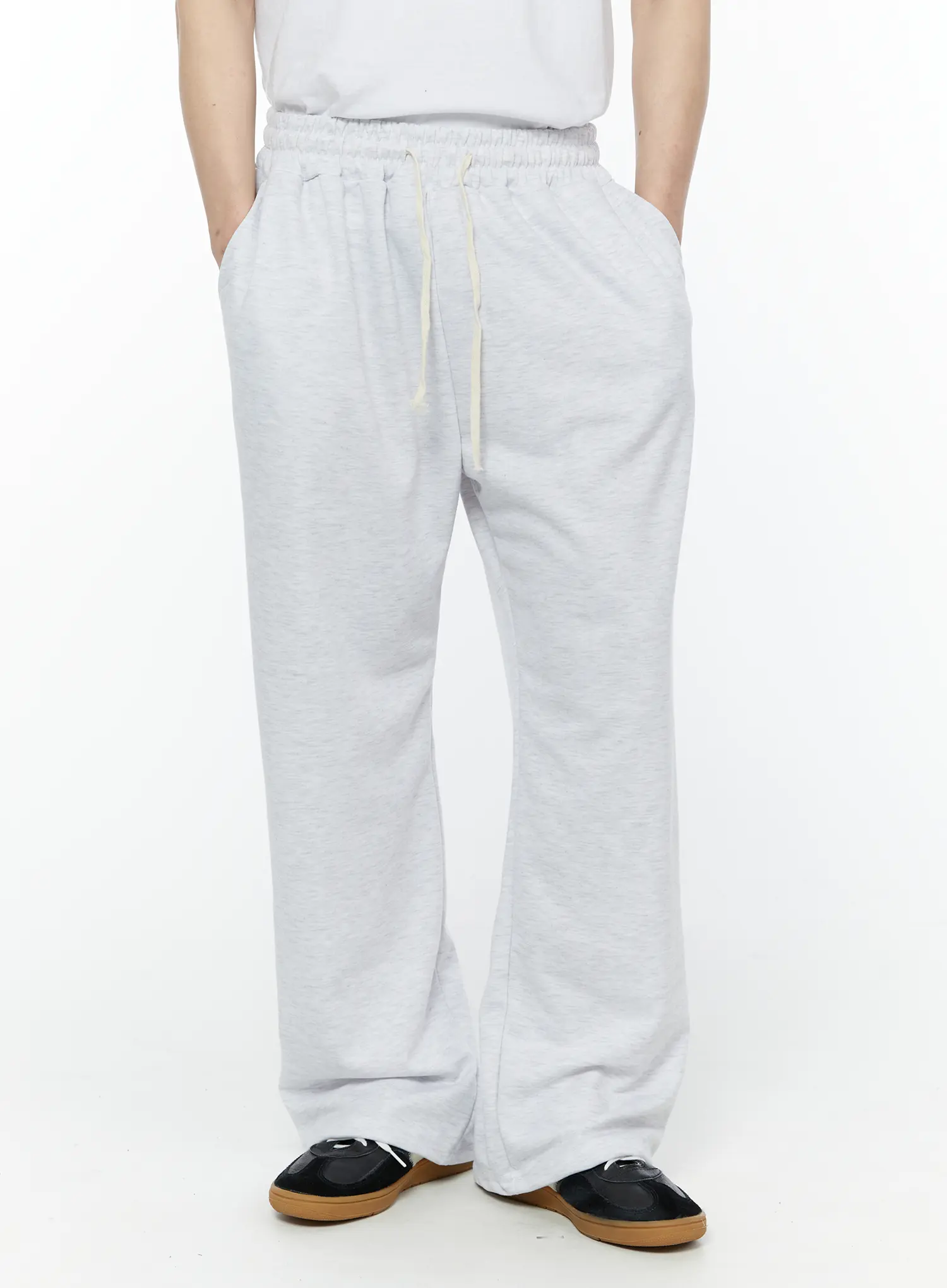 Men's Wide Leg Sweatpants (Light Gray) IY504 - Image 3