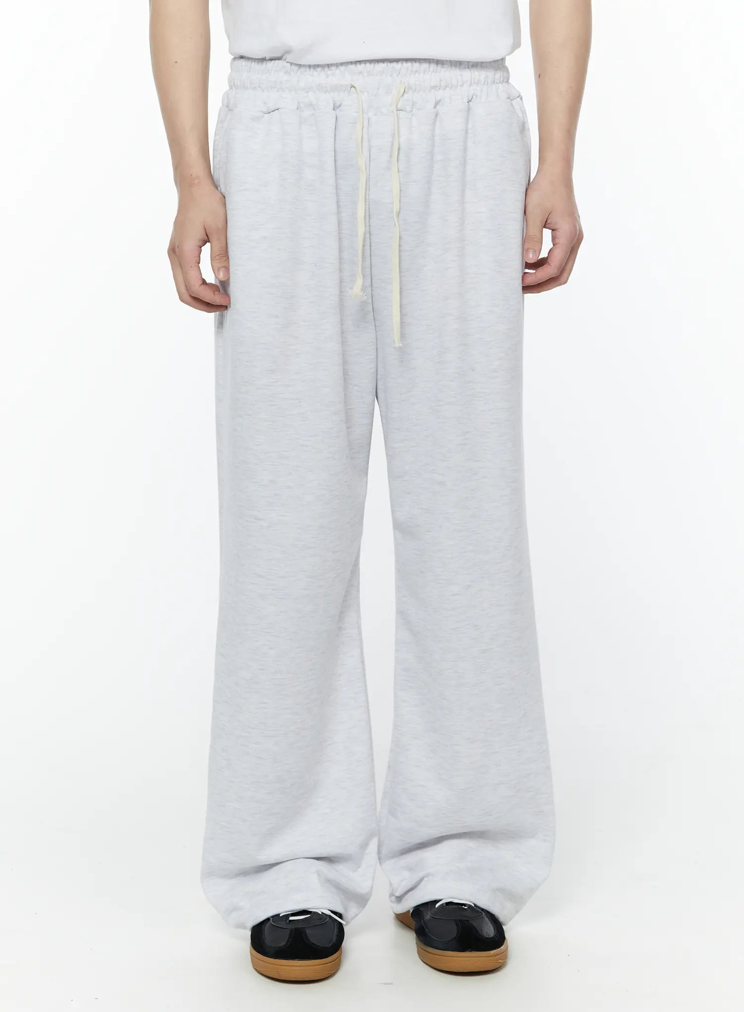 Men's Wide Leg Sweatpants (Light Gray) IY504 - Image 4