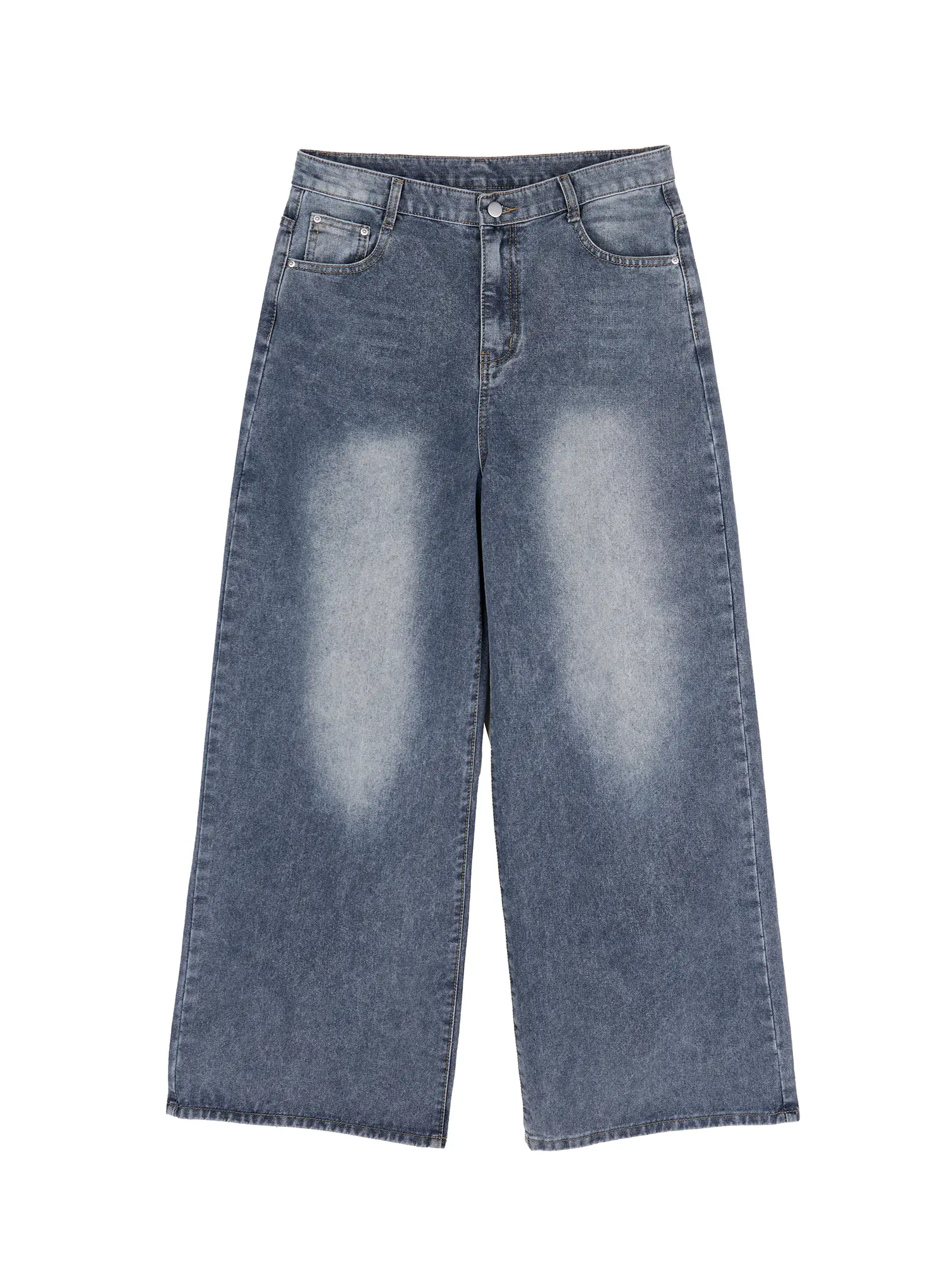 Men's Wide-Leg Washed Jeans IA517 - Image 11