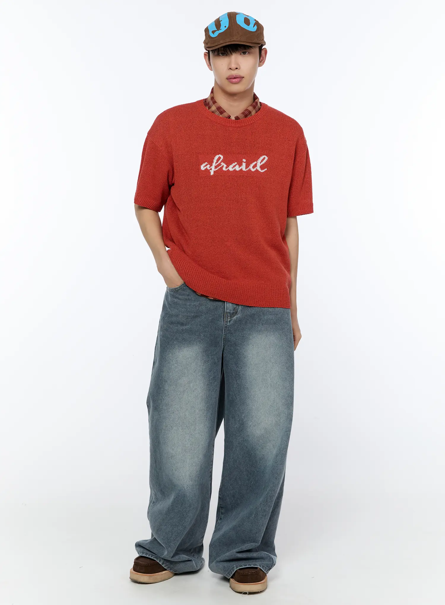 Men's Wide-Leg Washed Jeans IA517 - Image 2