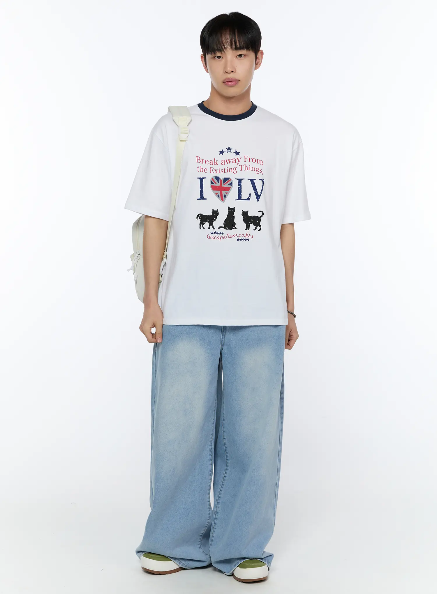 Men's Wide Leg Washed Jeans IA520 - Image 2