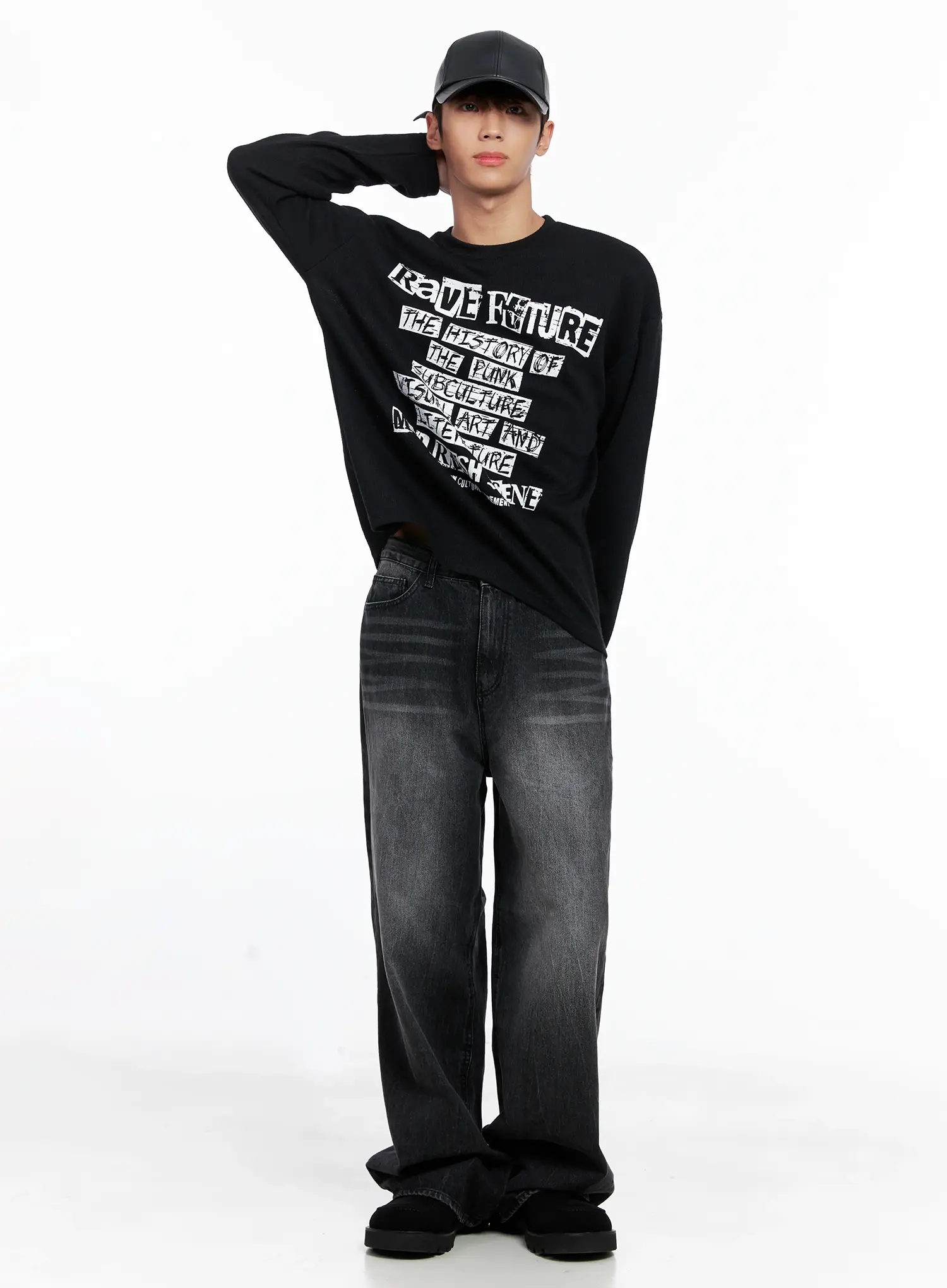 Men's Wide-Leg Washed Jeans IO502 - Image 10