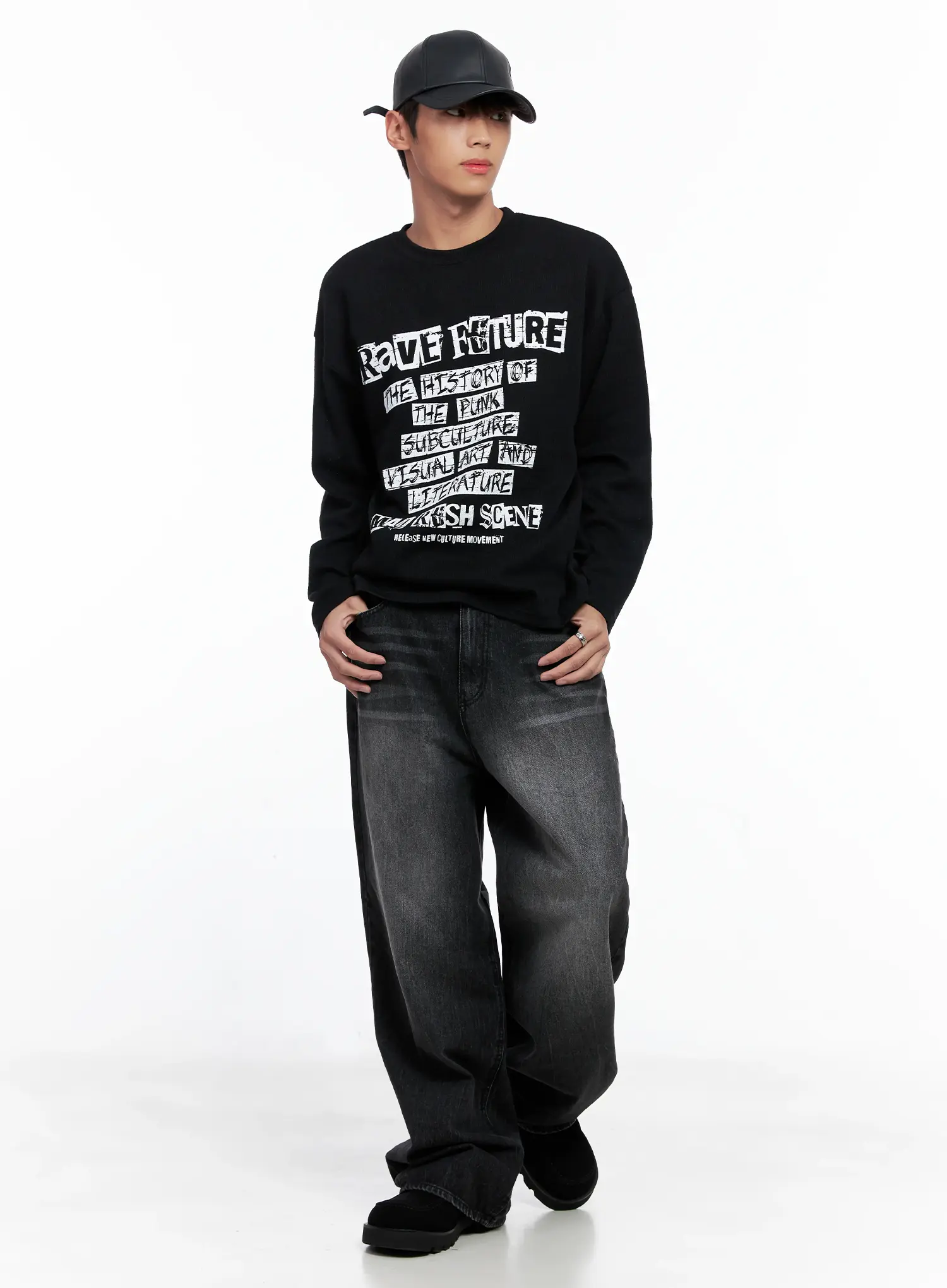 Men's Wide-Leg Washed Jeans IO502 - Image 11