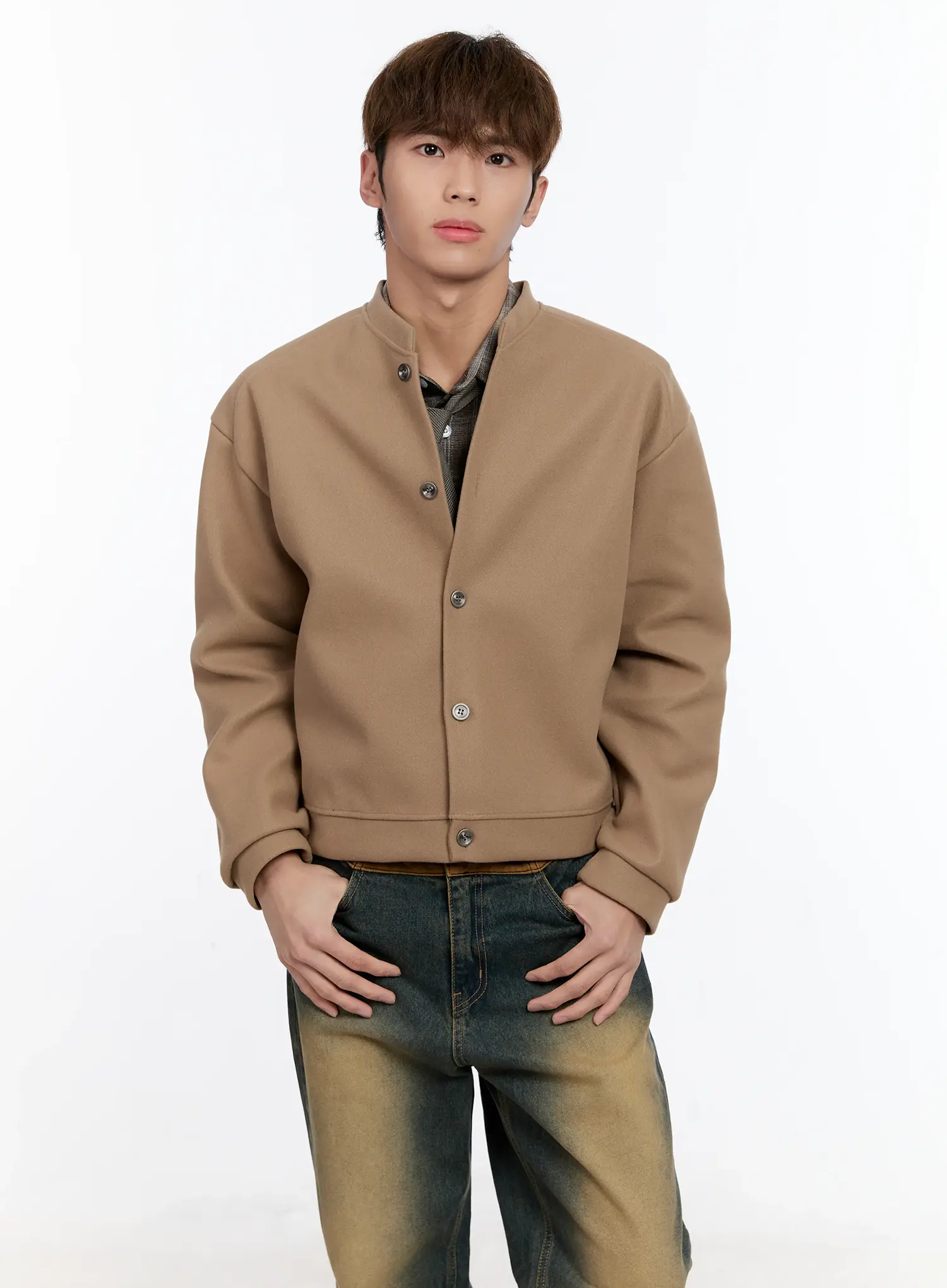 Men's Wool Blended Crop Cardigan IN512
