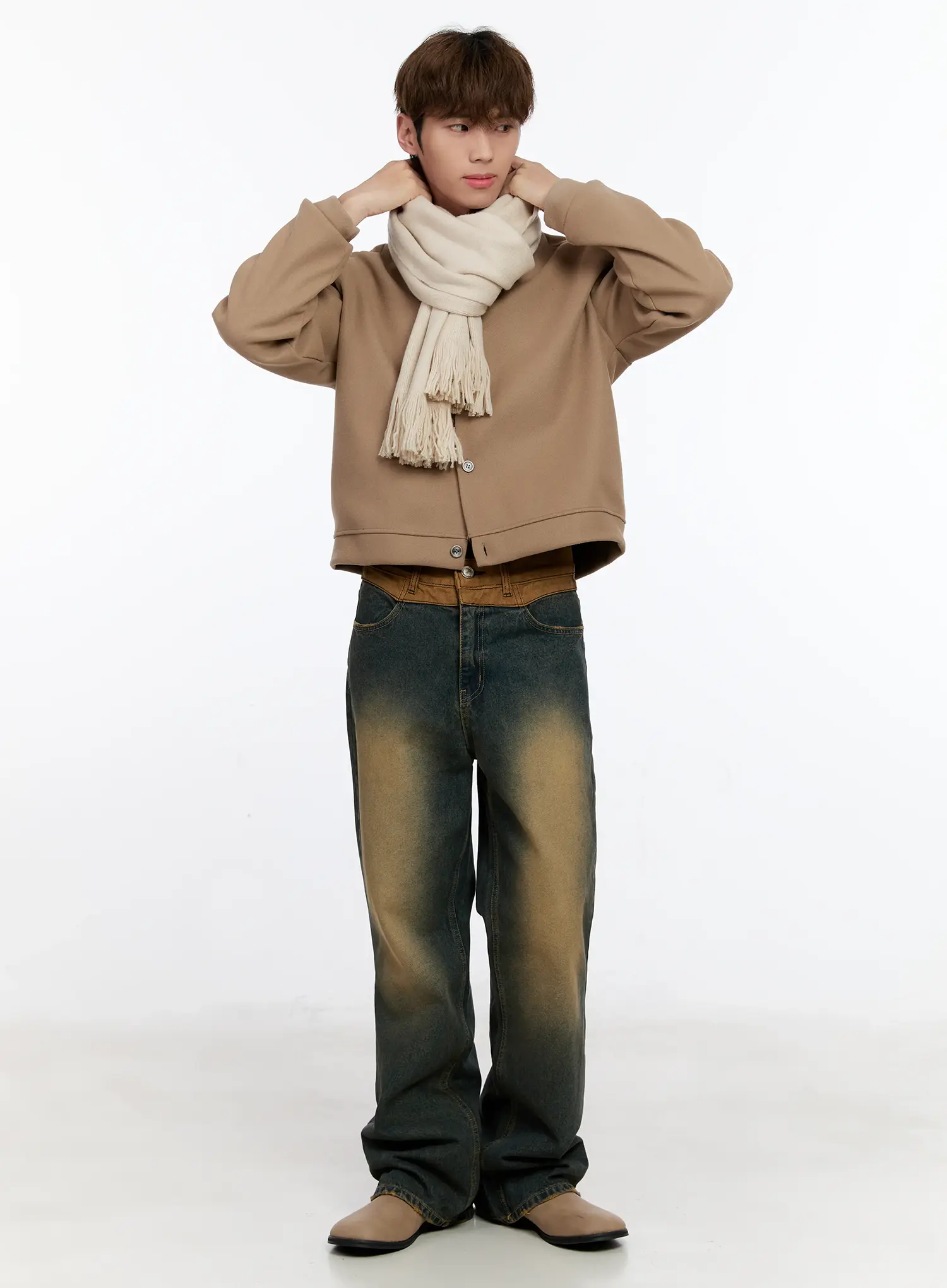 Men's Wool Blended Crop Cardigan IN512 - Image 10
