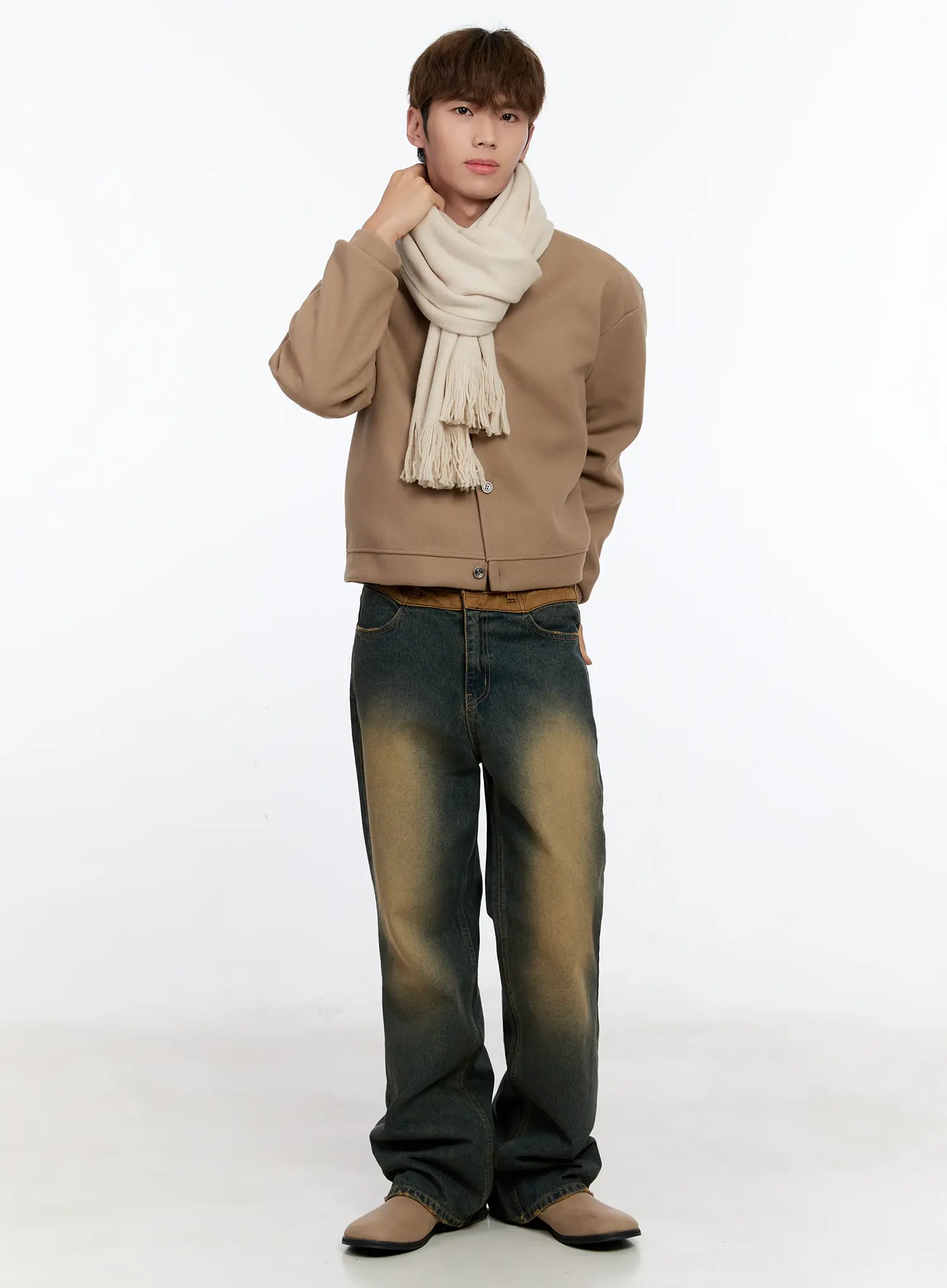 Men's Wool Blended Crop Cardigan IN512 - Image 11