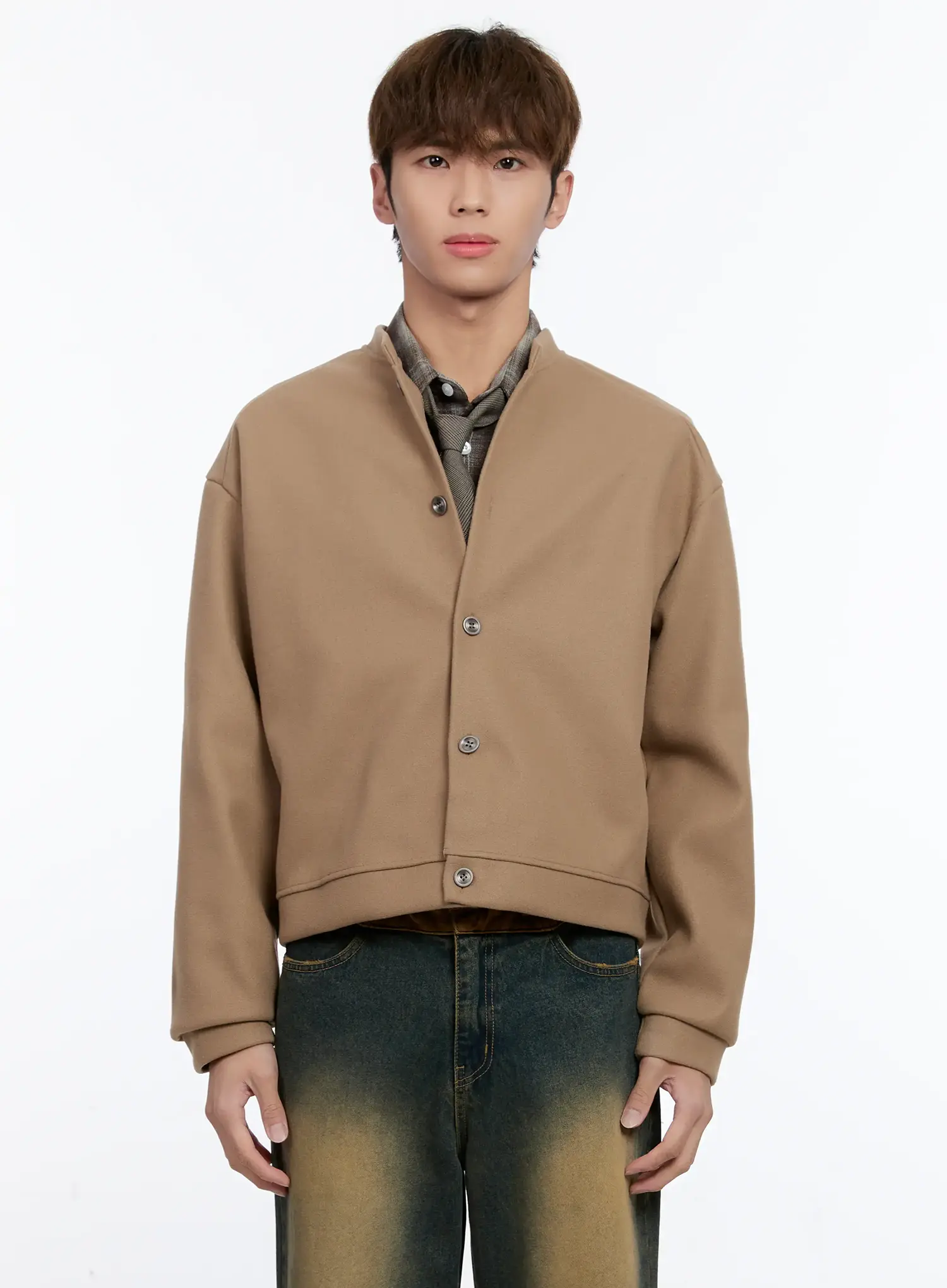 Men's Wool Blended Crop Cardigan IN512 - Image 13