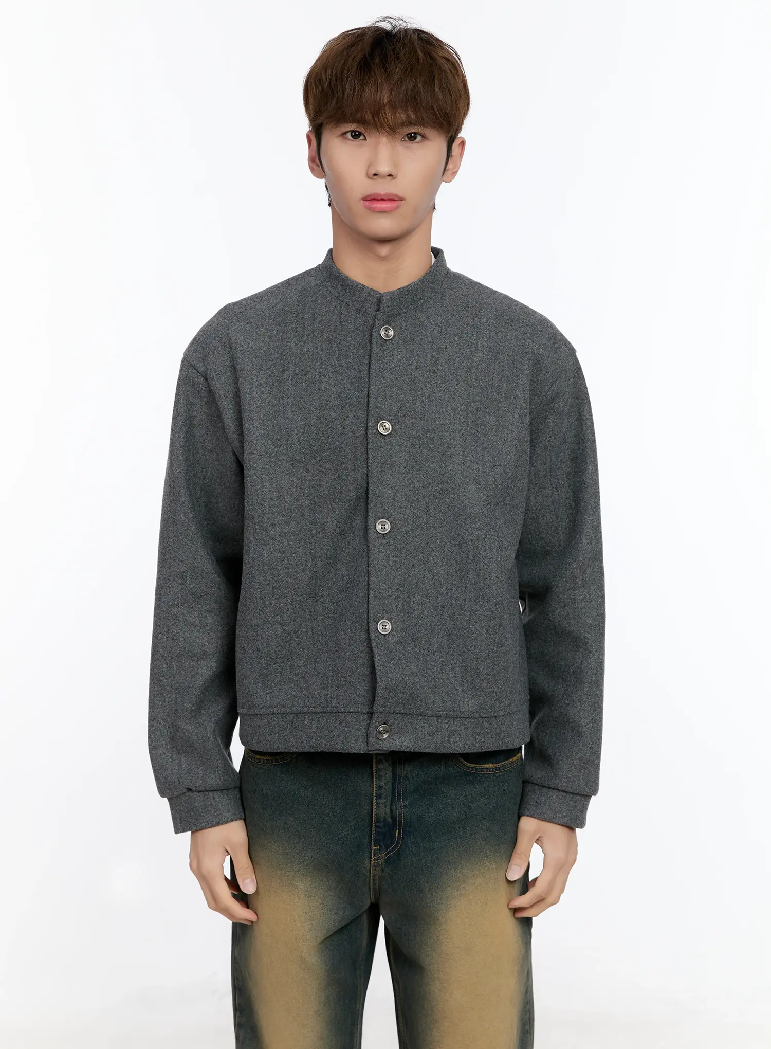 Men's Wool Blended Crop Cardigan IN512 - Image 14