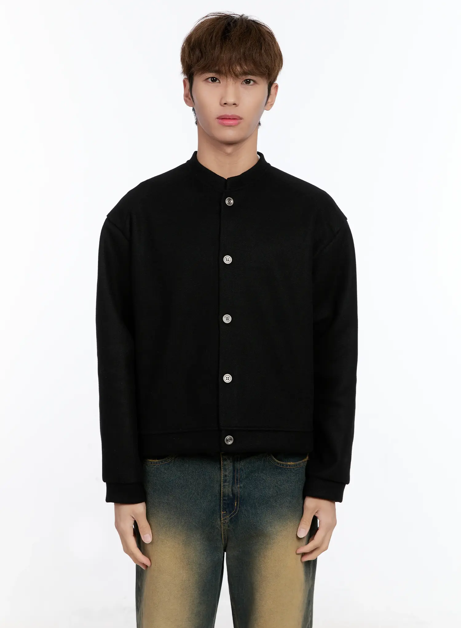 Men's Wool Blended Crop Cardigan IN512 - Image 17