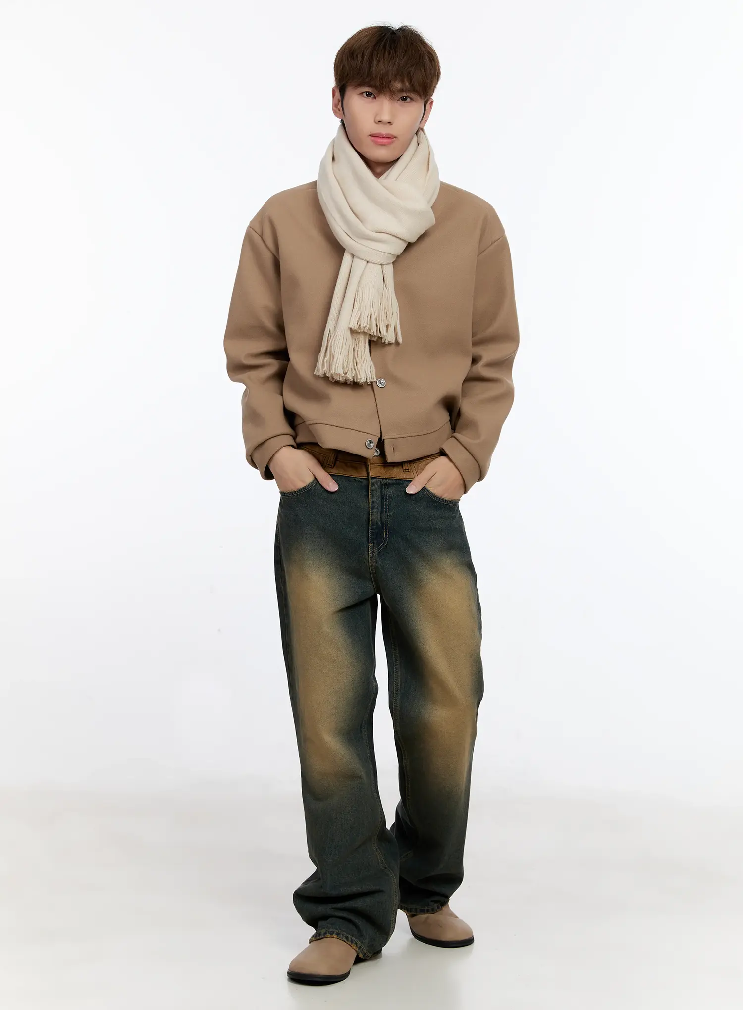 Men's Wool Blended Crop Cardigan IN512 - Image 9