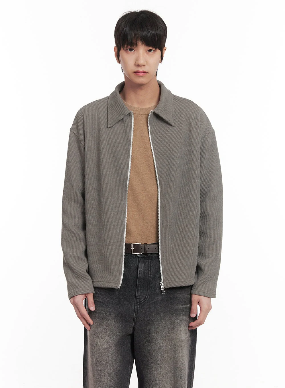 Men's Zip-Up Collared Cardigan Jacket IM518