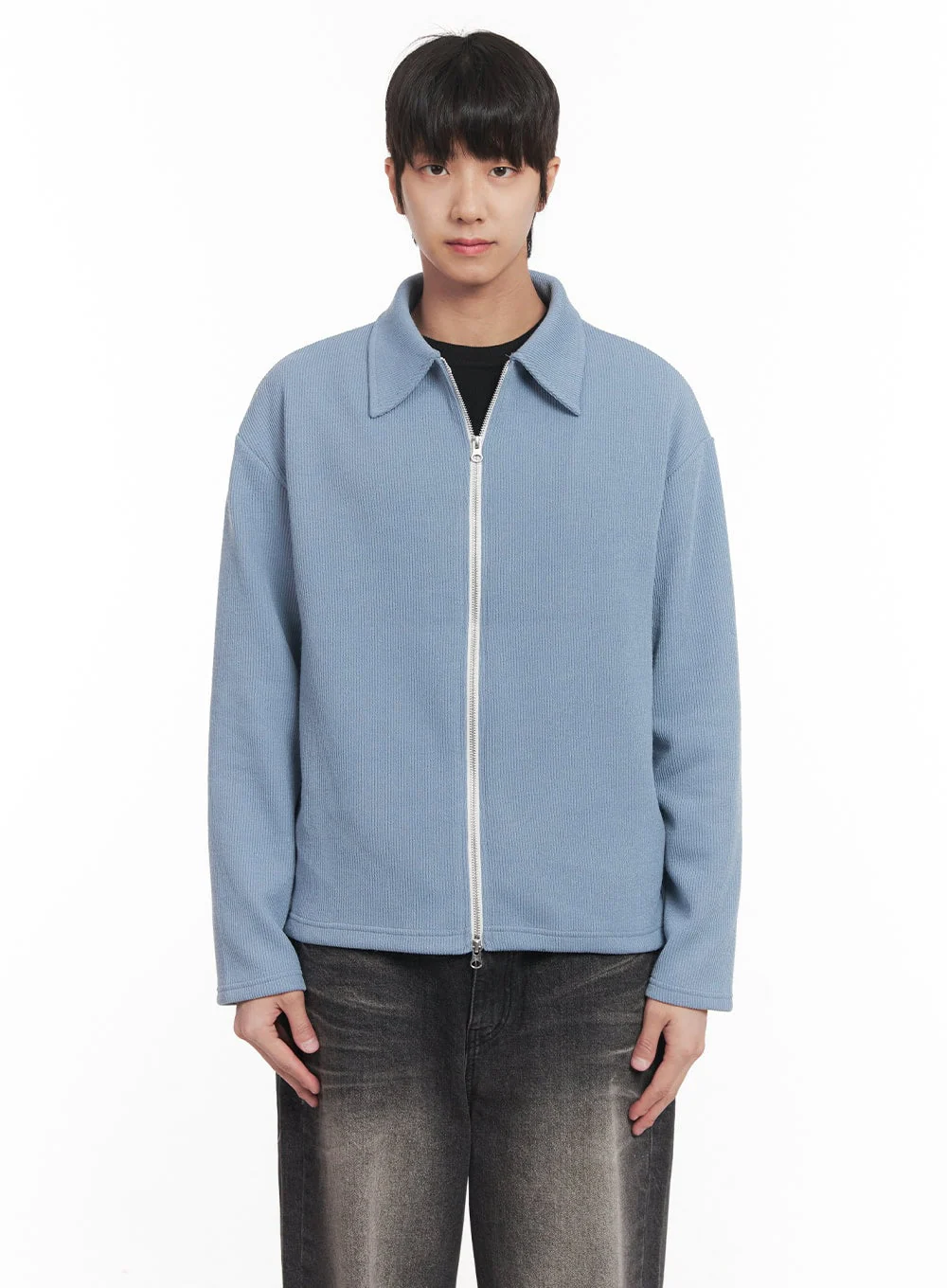 Men's Zip-Up Collared Cardigan Jacket IM518 - Image 15