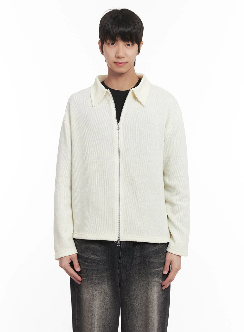 Men's Zip-Up Collared Cardigan Jacket IM518 - Image 16