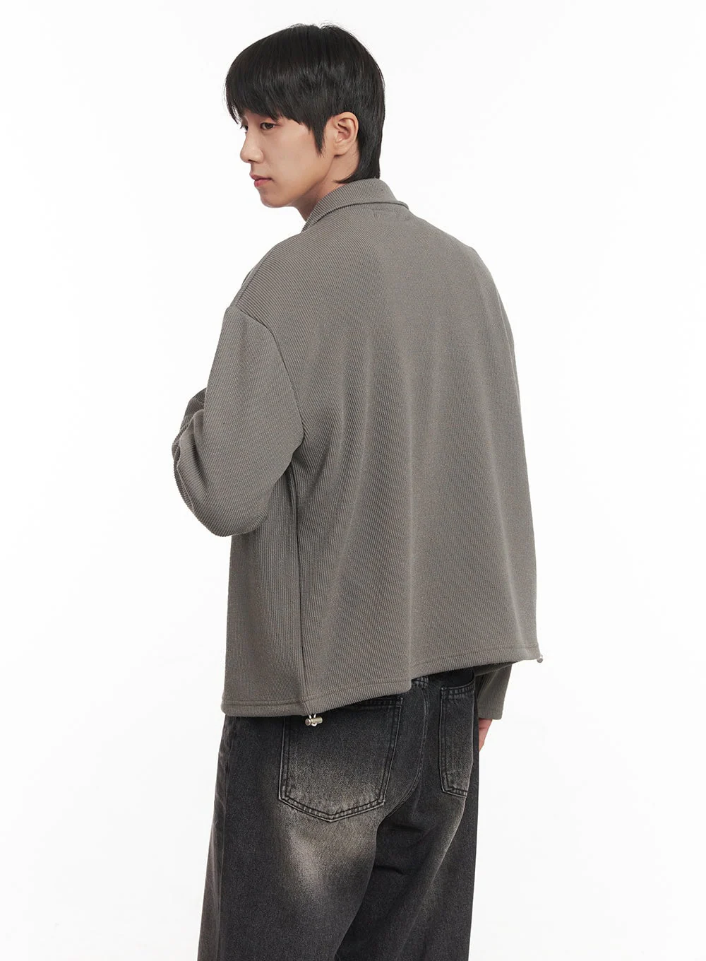 Men's Zip-Up Collared Cardigan Jacket IM518 - Image 5