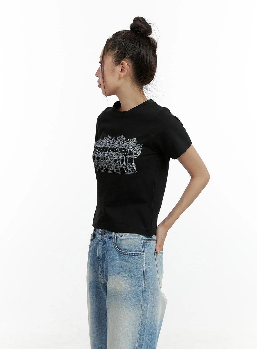 Merry-Go-Around Cotton Graphic Crop Tee CL410 - Image 4