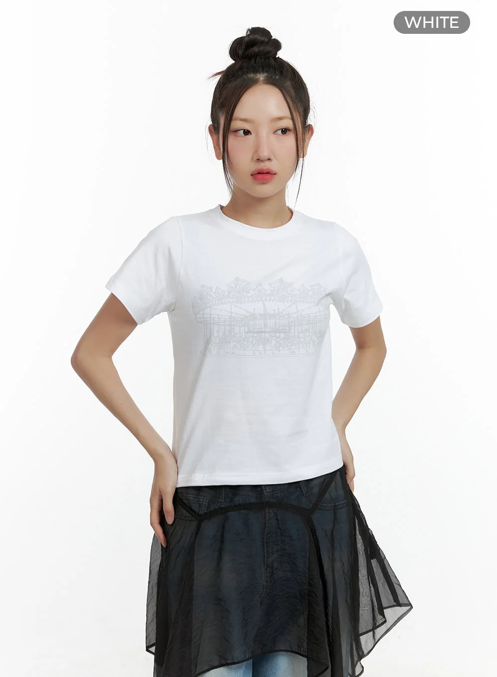 Merry-Go-Around Cotton Graphic Crop Tee CL410 - Image 7