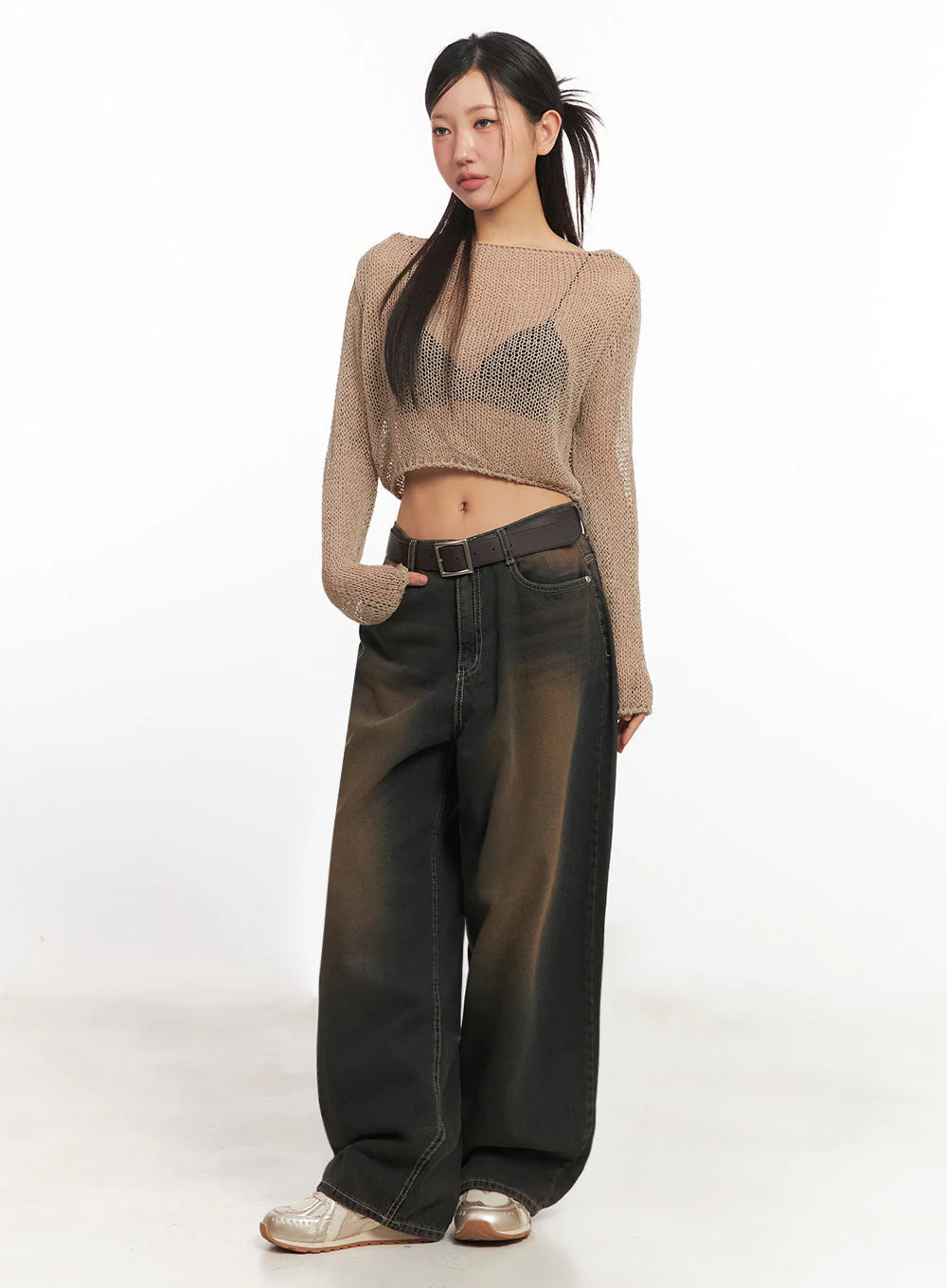 Mesh Back-Strap Knit Crop Top IA521 - Image 11