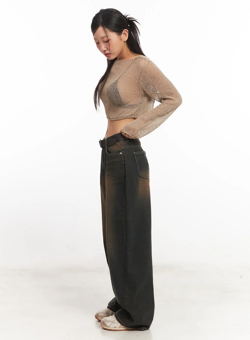 Mesh Back-Strap Knit Crop Top IA521 - Image 12