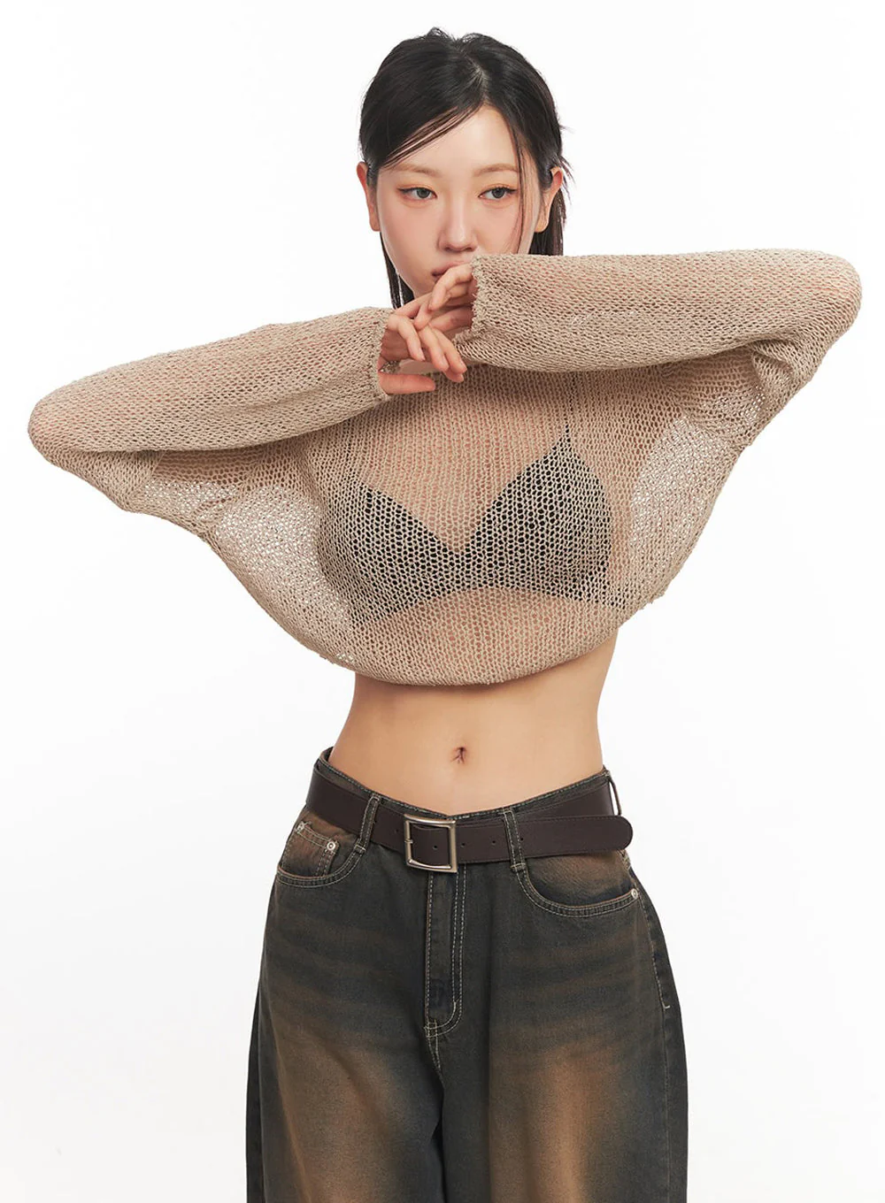 Mesh Back-Strap Knit Crop Top IA521 - Image 15