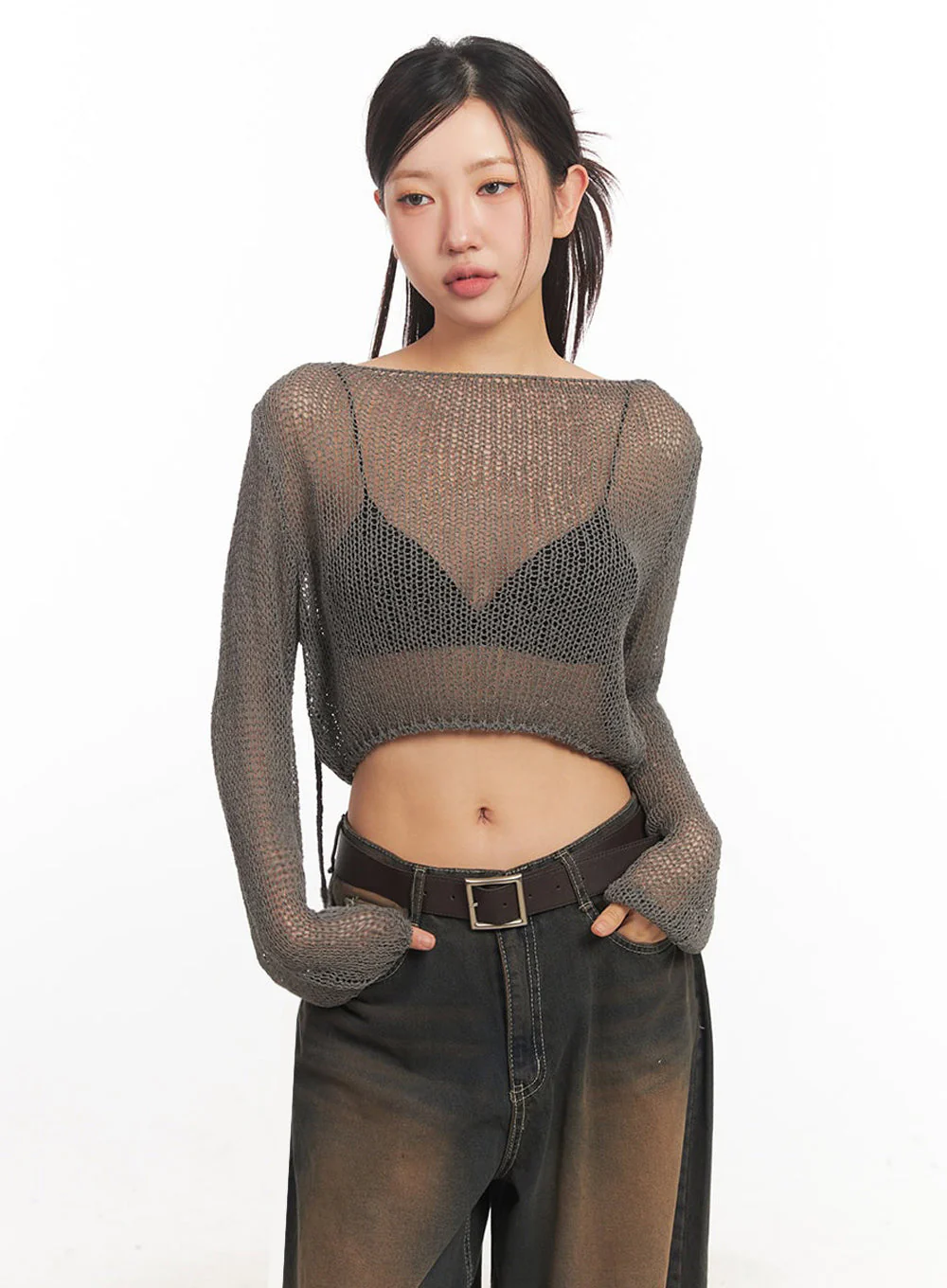 Mesh Back-Strap Knit Crop Top IA521 - Image 18