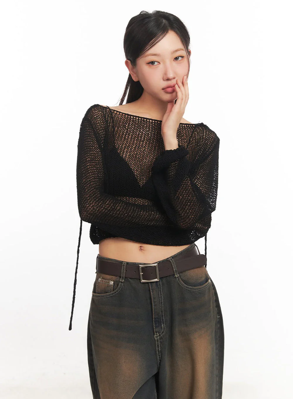 Mesh Back-Strap Knit Crop Top IA521 - Image 19
