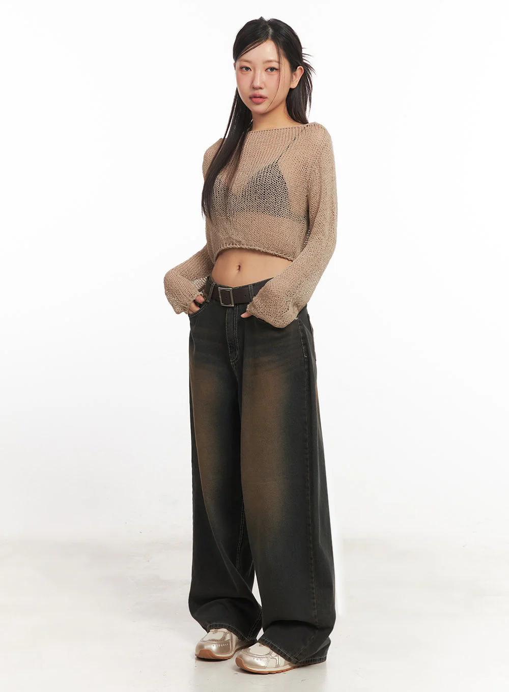 Mesh Back-Strap Knit Crop Top IA521 - Image 3