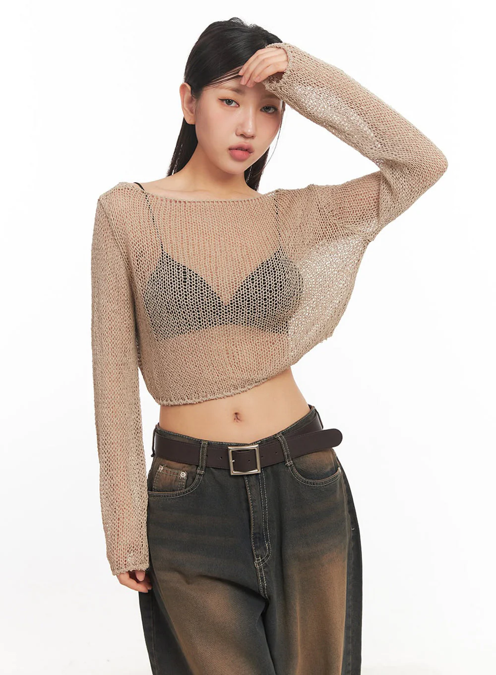 Mesh Back-Strap Knit Crop Top IA521 - Image 5