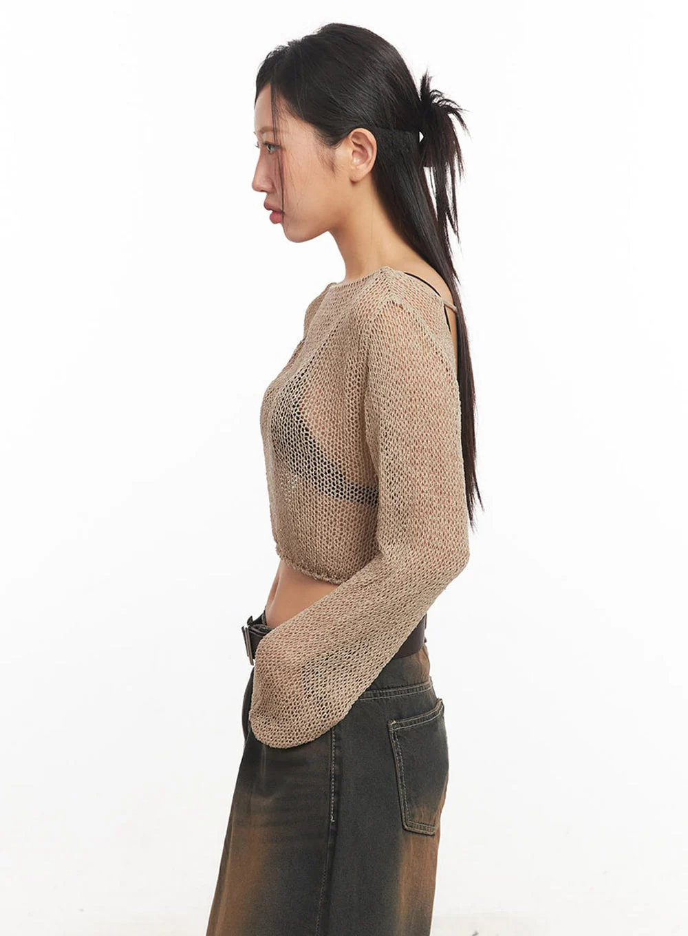 Mesh Back-Strap Knit Crop Top IA521 - Image 6